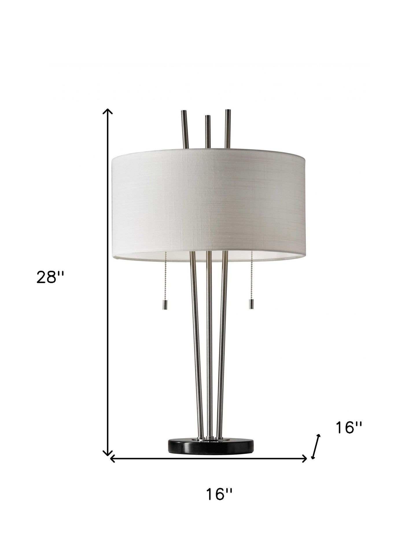 Stylish Triple Pole Brushed Steel Table Lamp