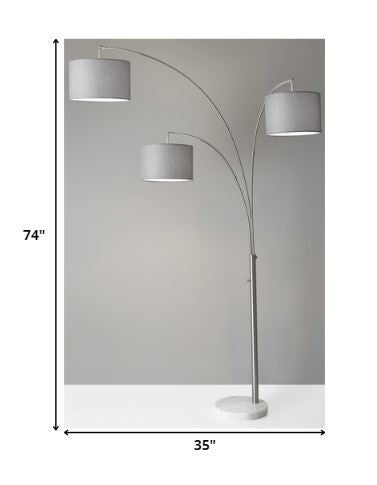 White 3-Light Adjustable Tree Floor Lamp w/ Shade