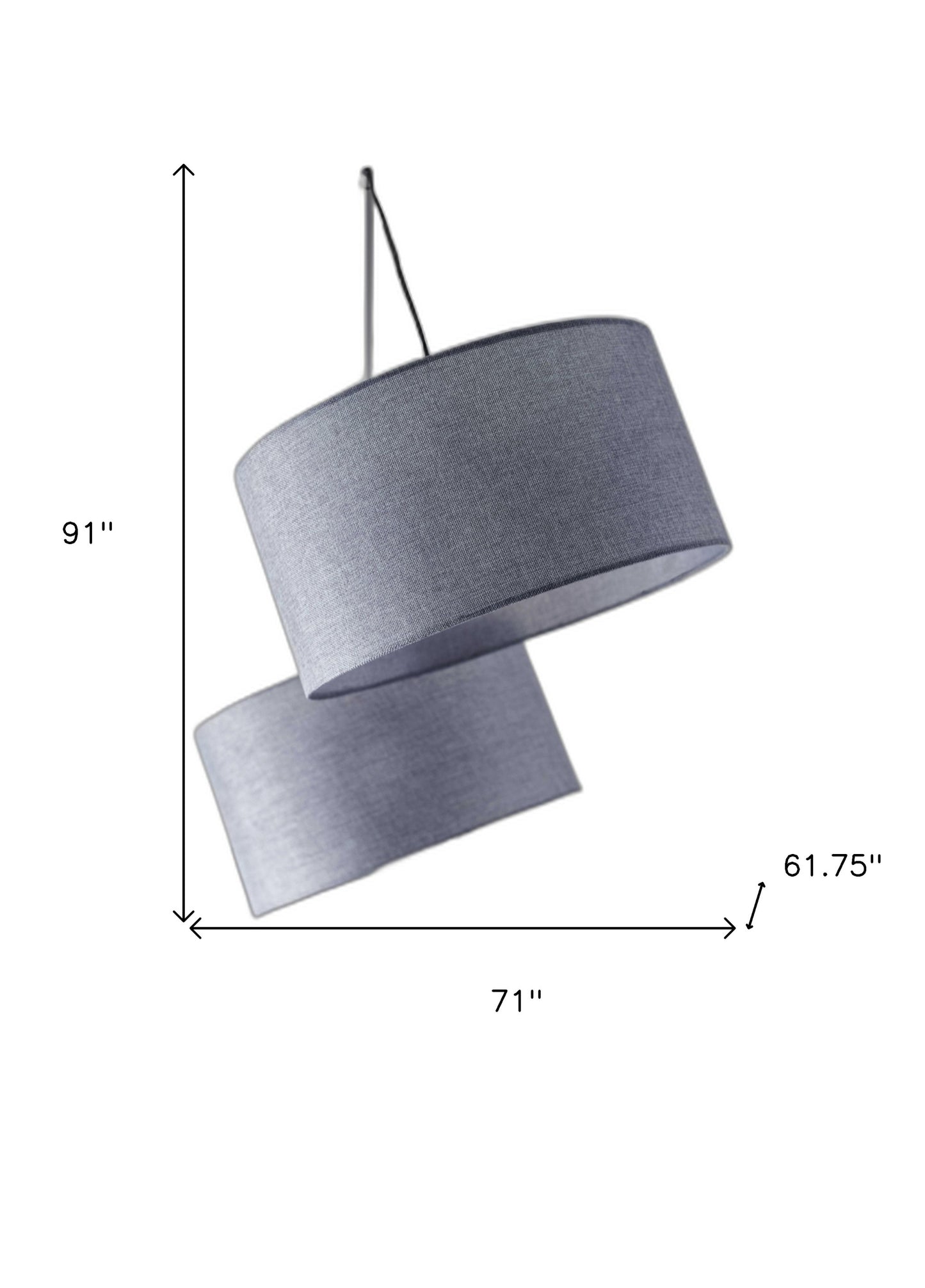 Black 3-Light Tree Floor Lamp w/ Gray Shade