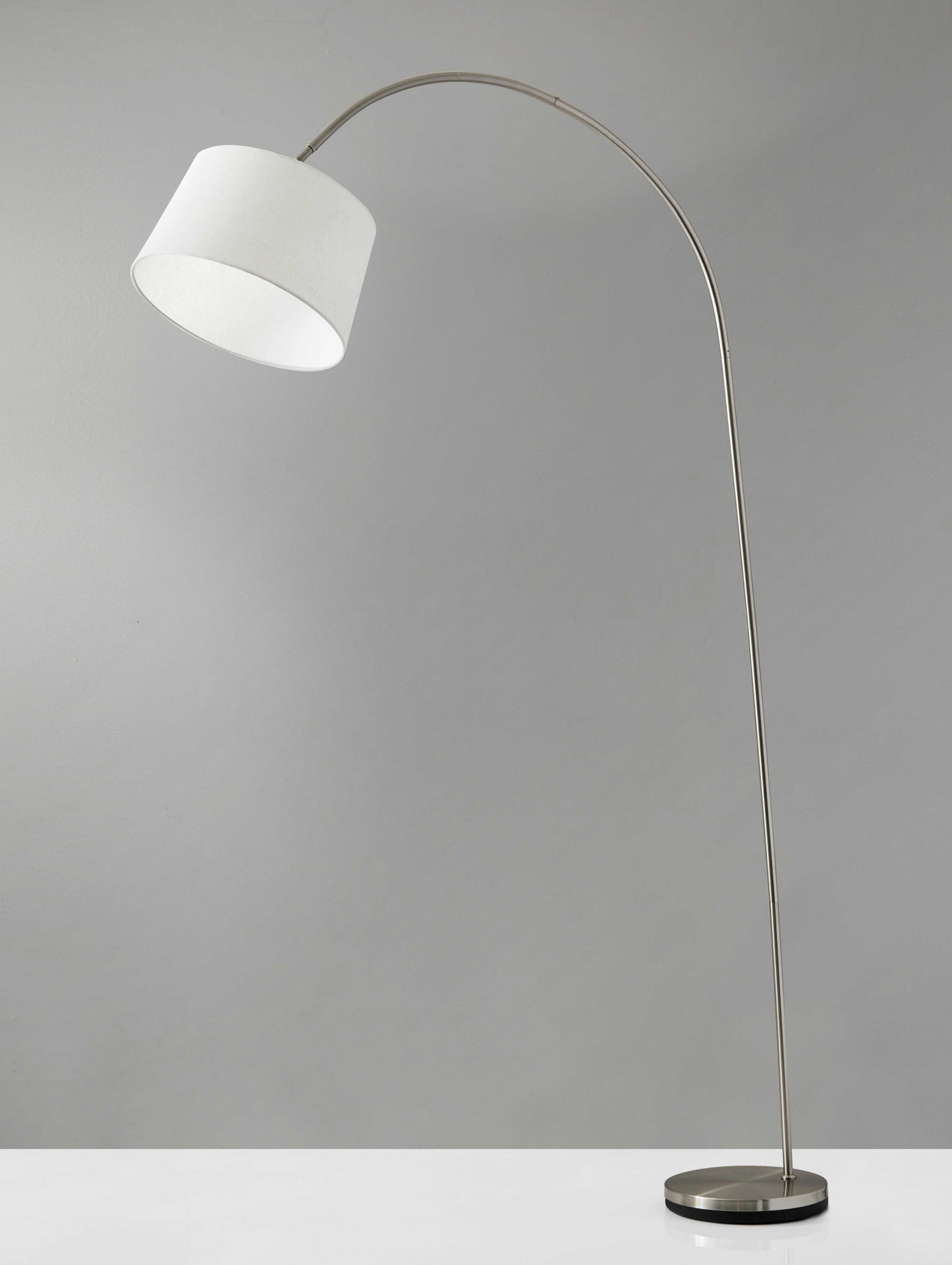 Steel Arc Floor Lamp w/ White Shade