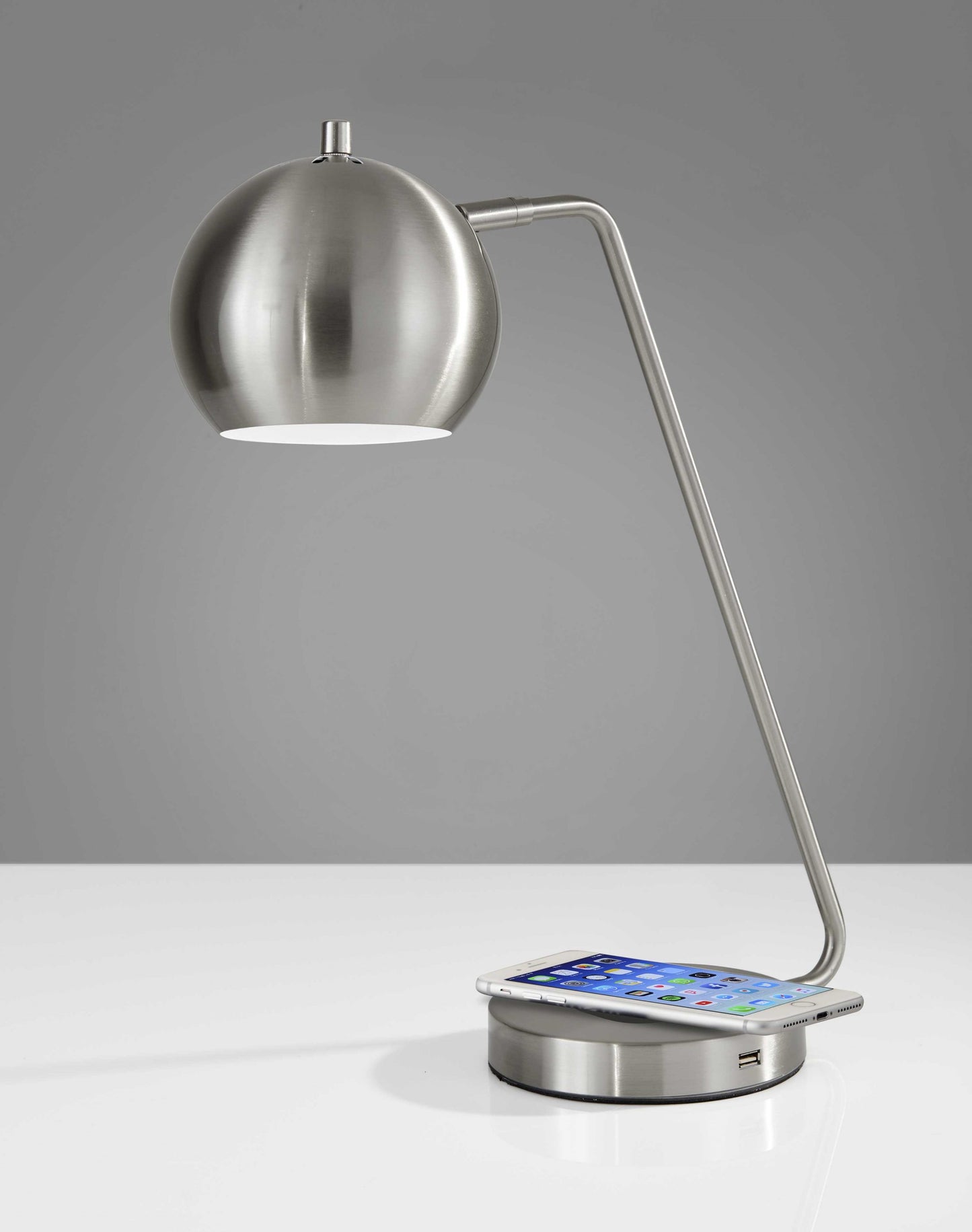 Silver Desk Table Lamp w/ Silver Shade