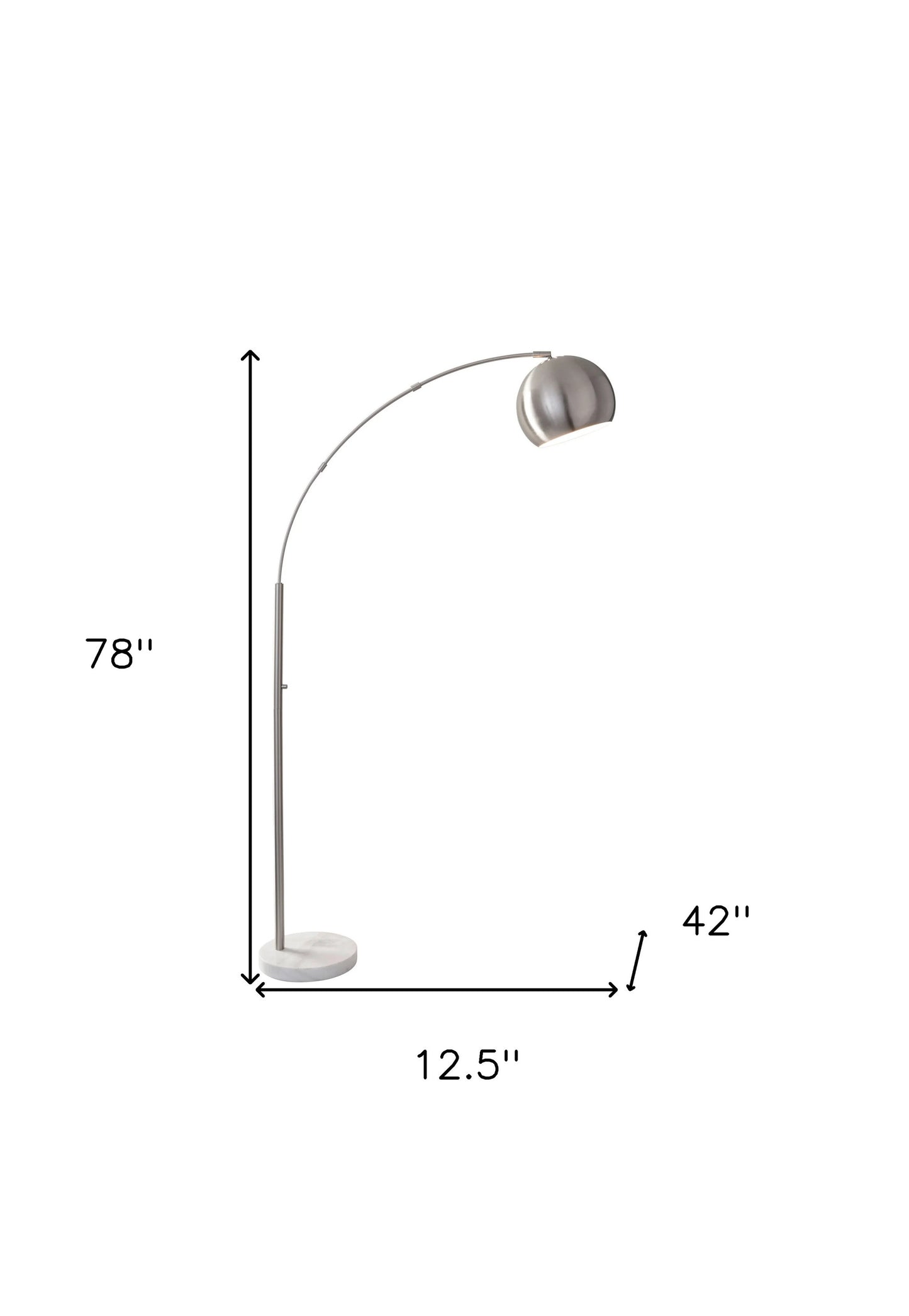 Steel Arc Floor Lamp w/ Silver Solid Color Bowl Shade