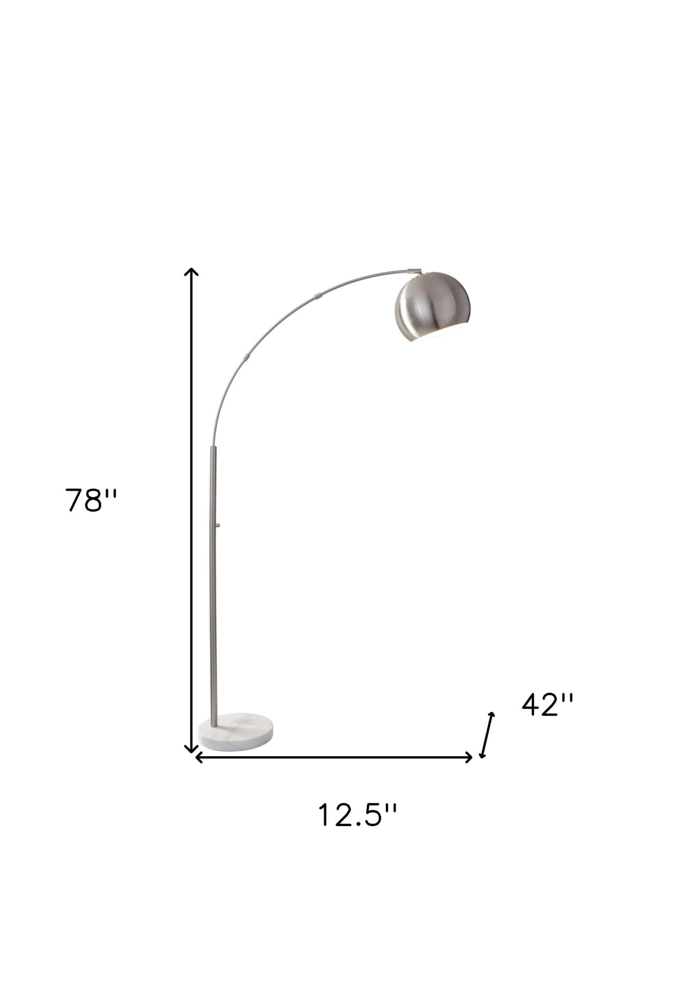 Steel Arc Floor Lamp w/ Silver Solid Color Bowl Shade