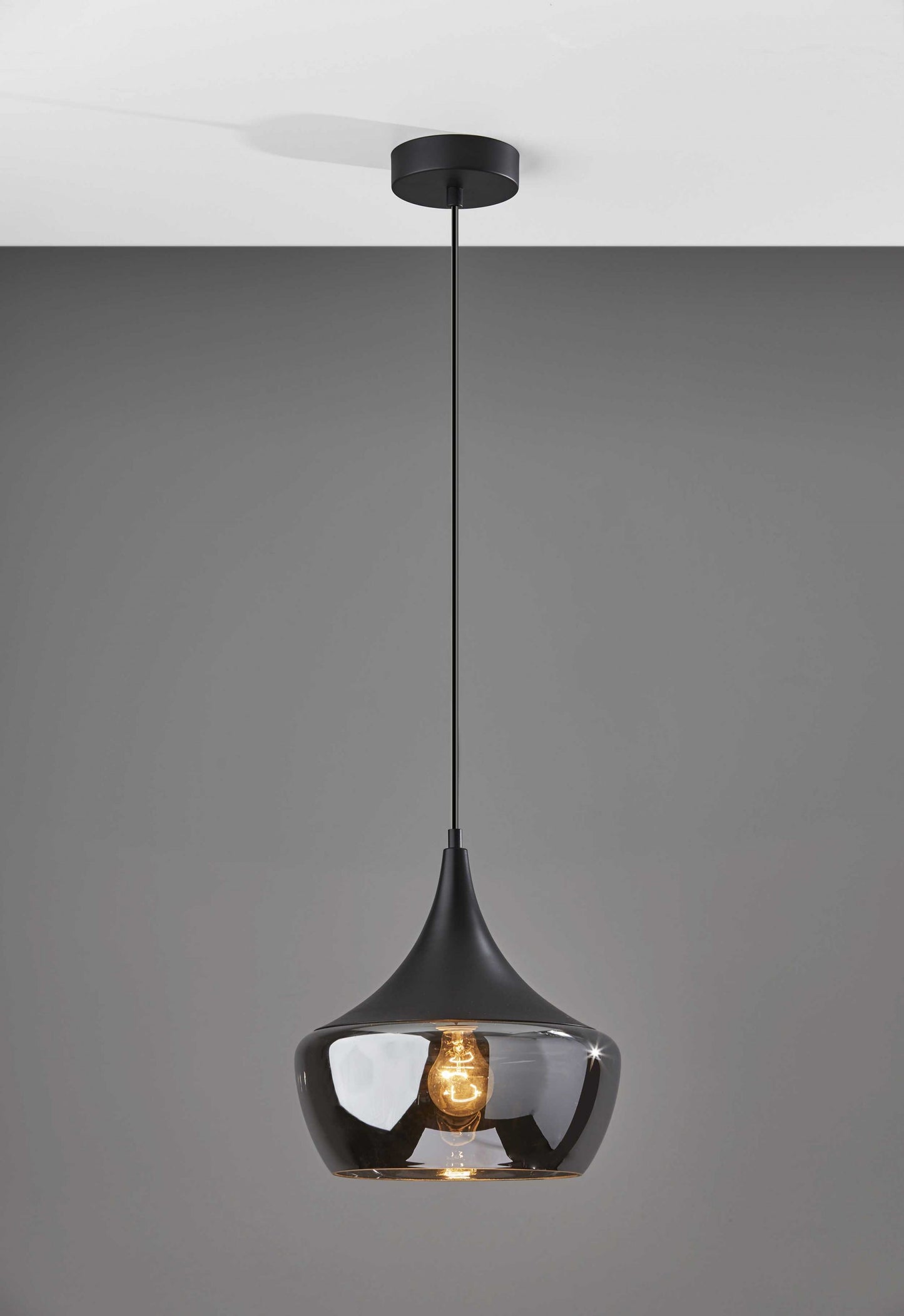 Gnome Smoked Glass Black Pendant Light