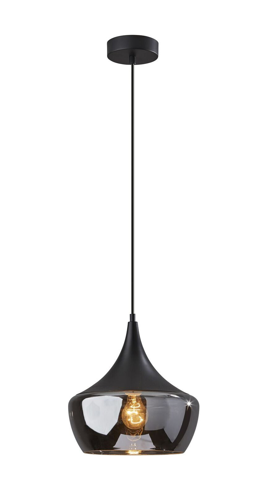 Gnome Smoked Glass Black Pendant Light