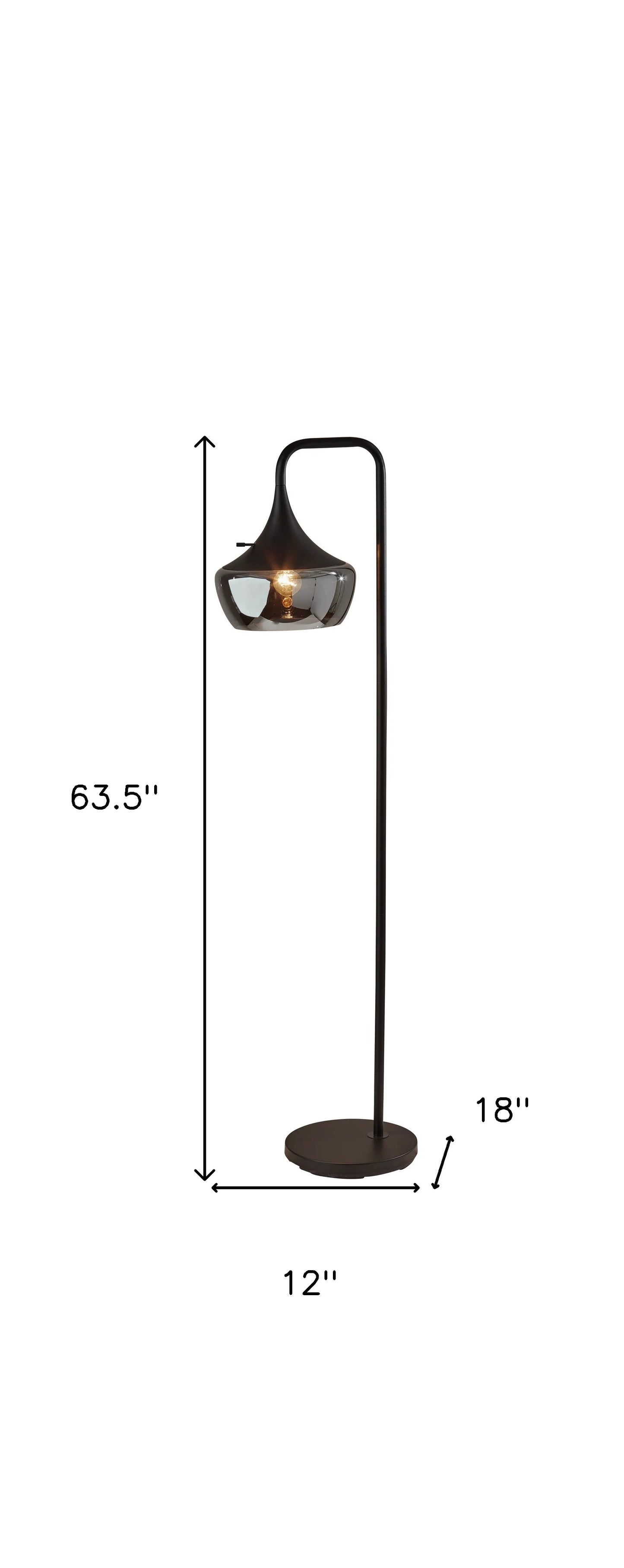 Black Task Floor Lamp w/ Black Bowl Shade
