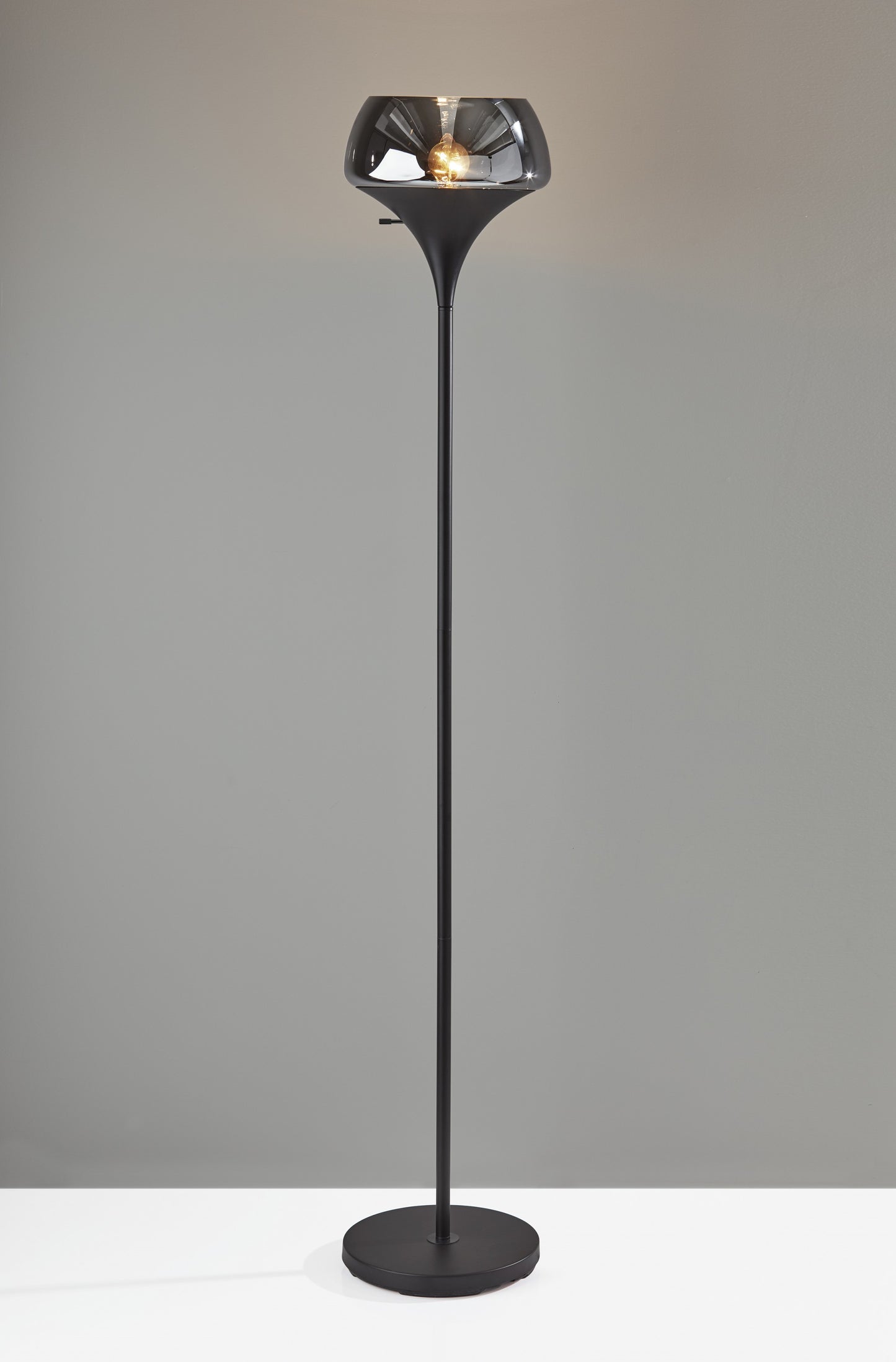 Chalice Mixed Material Torchiere w/ Black Smoked Glass