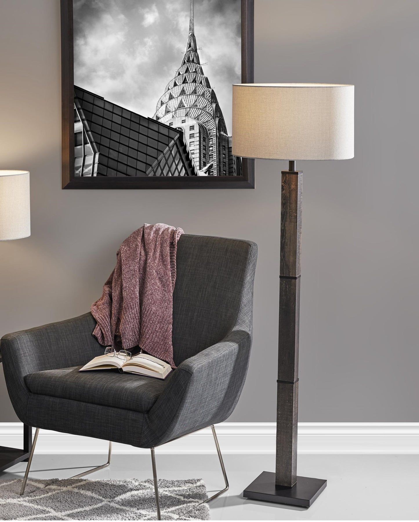 Black Floor Lamp w/ Off-Shade