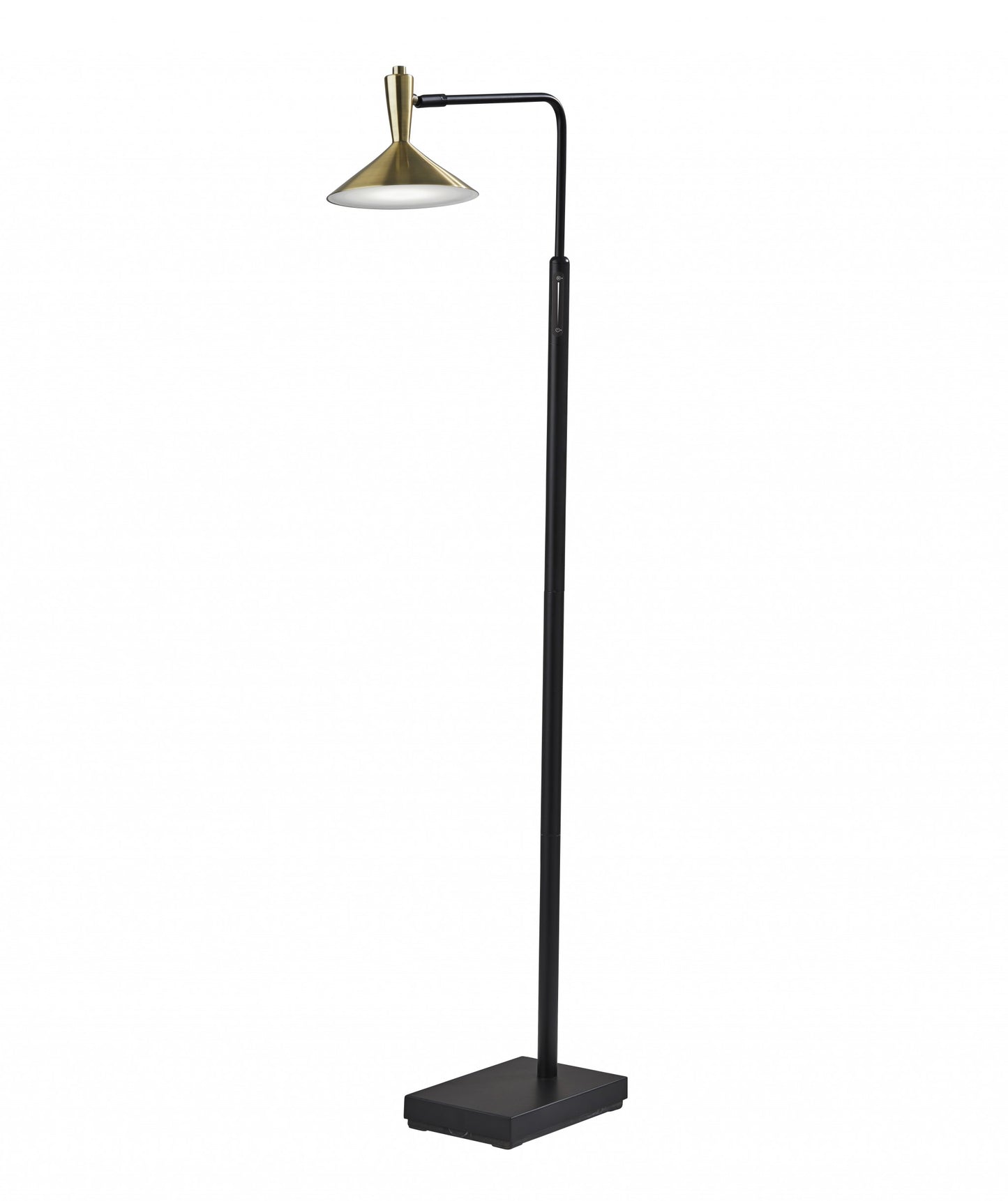 Adjustable Brass Spotlight Floor Lamp In Black Metal