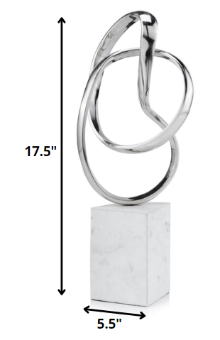 Silver & White Marble & Aluminum Sculpture