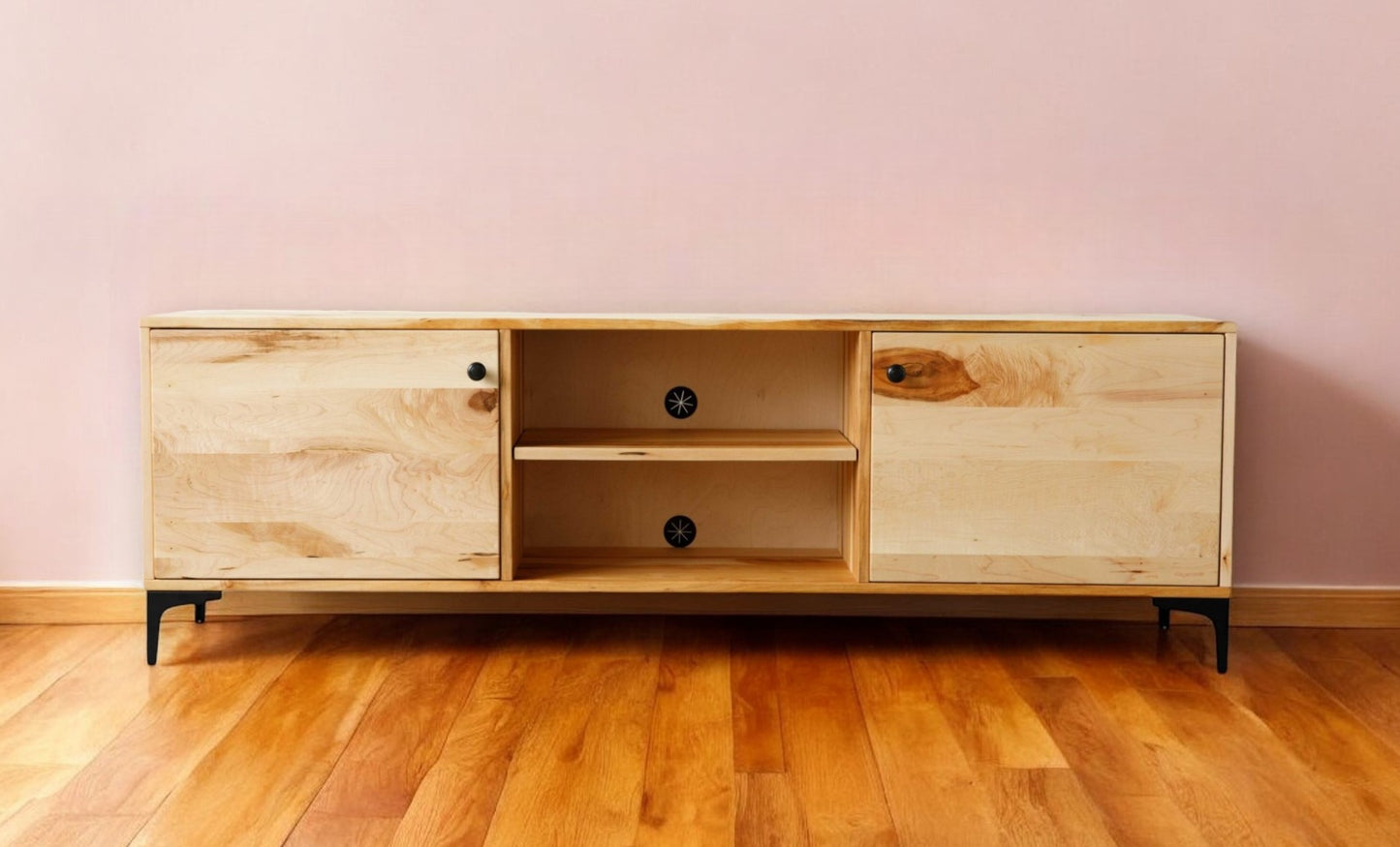 Natural Solid Wood Media Console