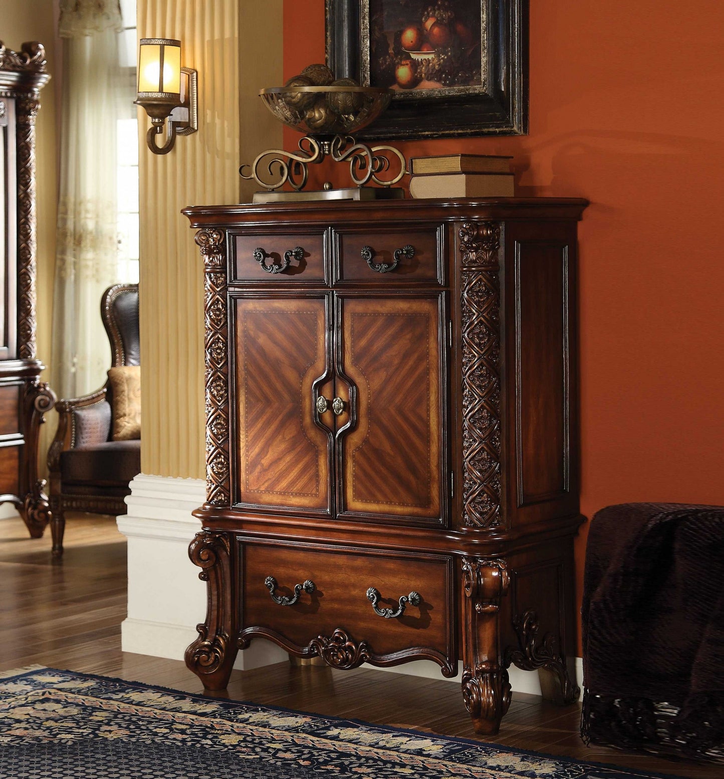 Dark Grey Wood 6-Drawer Dresser