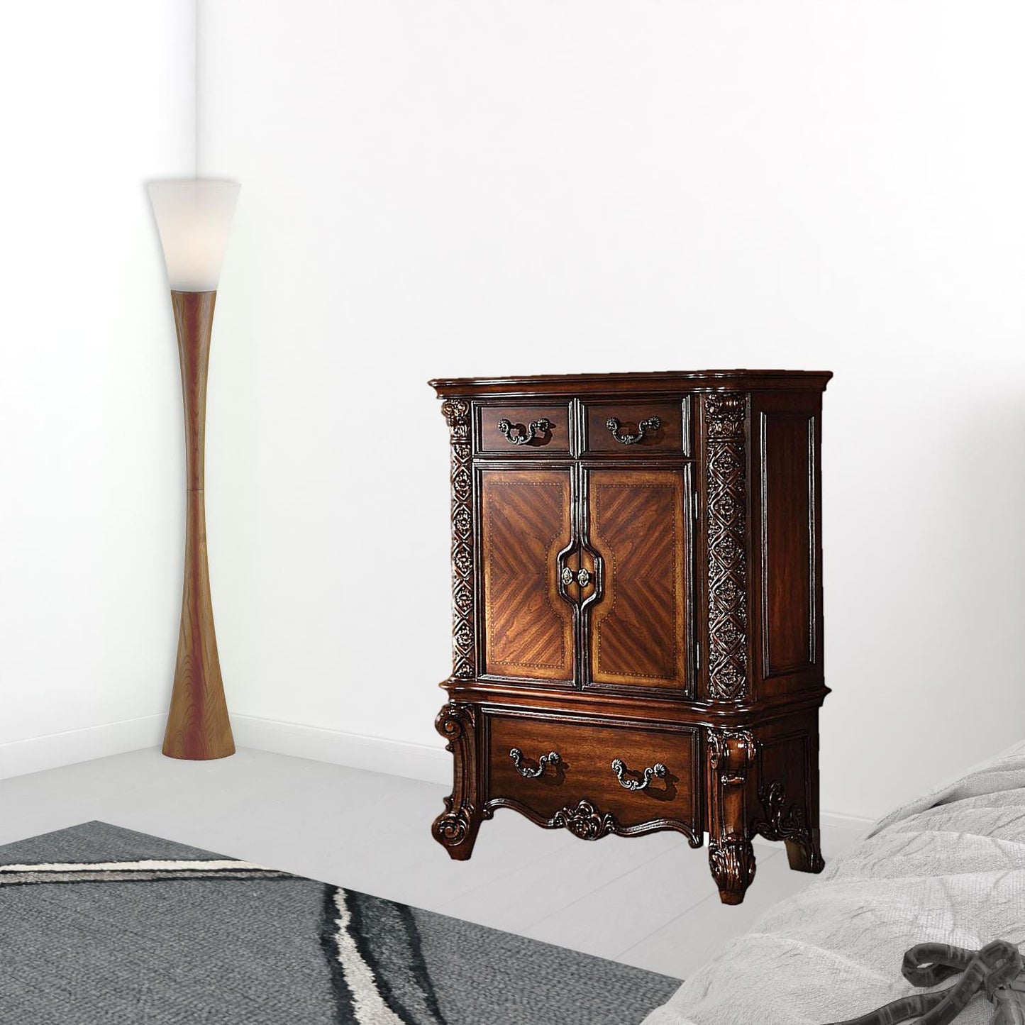 Dark Grey Wood 6-Drawer Dresser