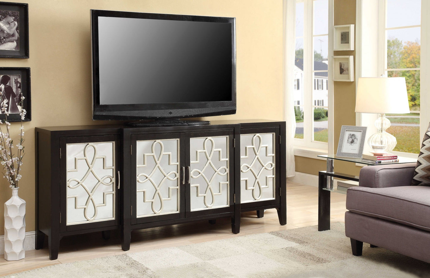 Black & Silver Solid Wood Solid Console Table