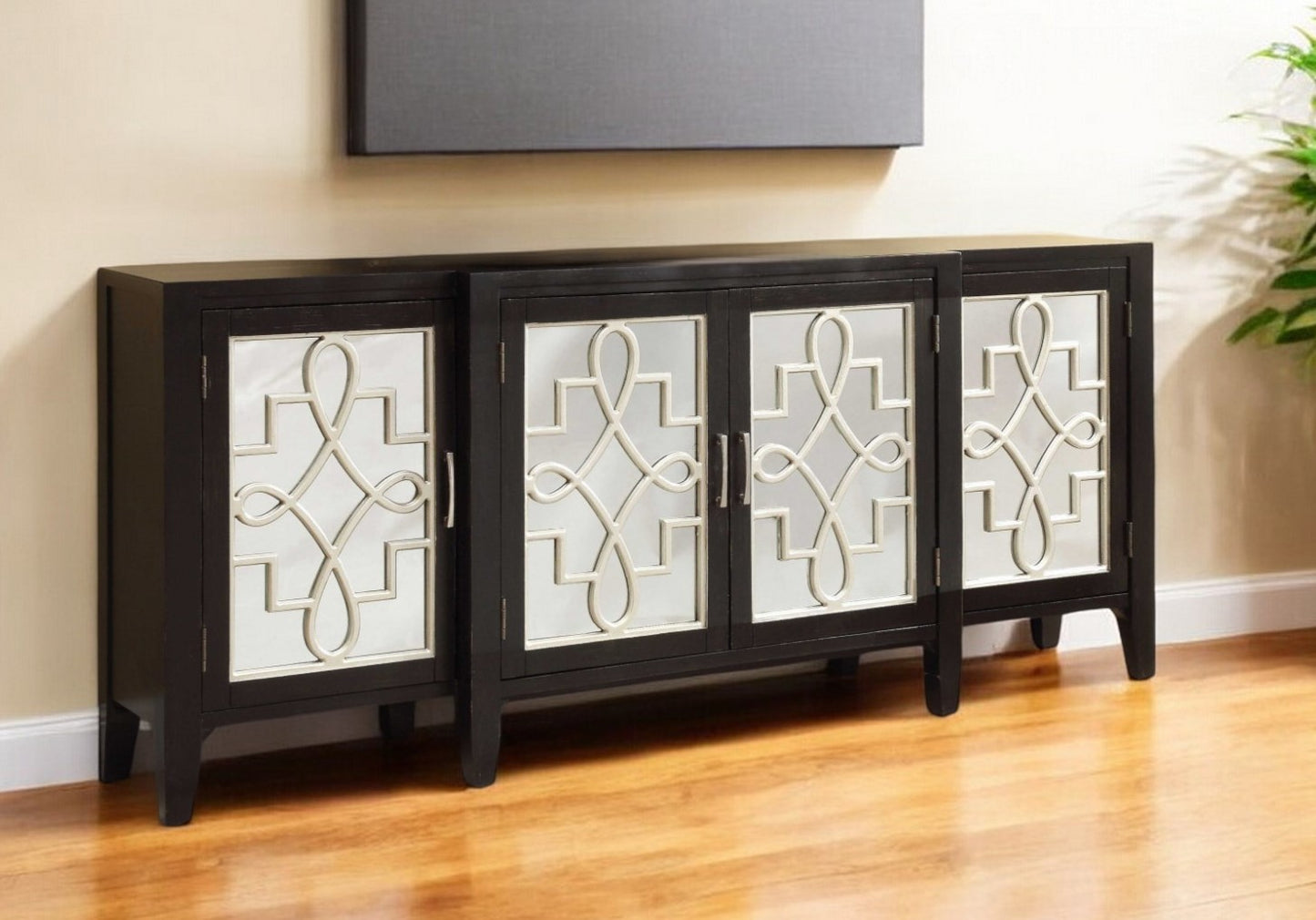 Black & Silver Solid Wood Solid Console Table