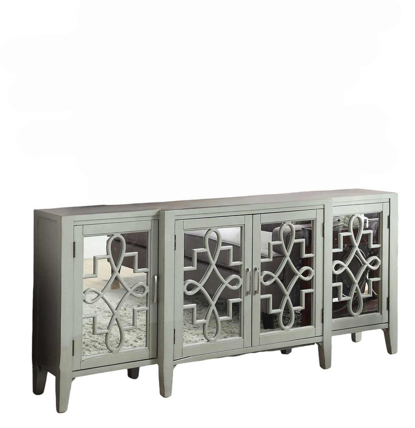 Gray & Silver Solid Wood Console Table