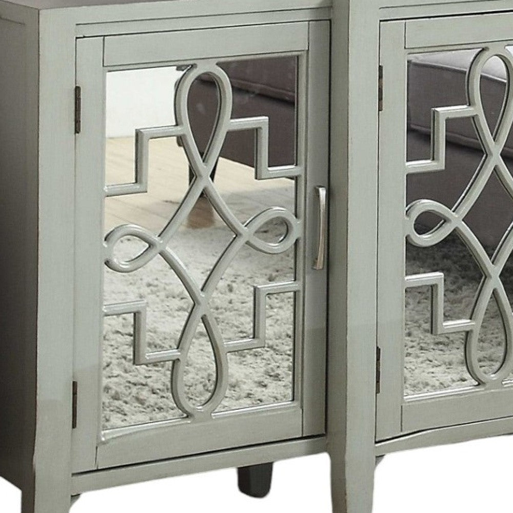 Gray & Silver Solid Wood Console Table