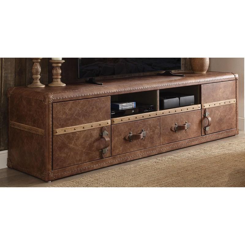 Langford Brown Leather Media Console