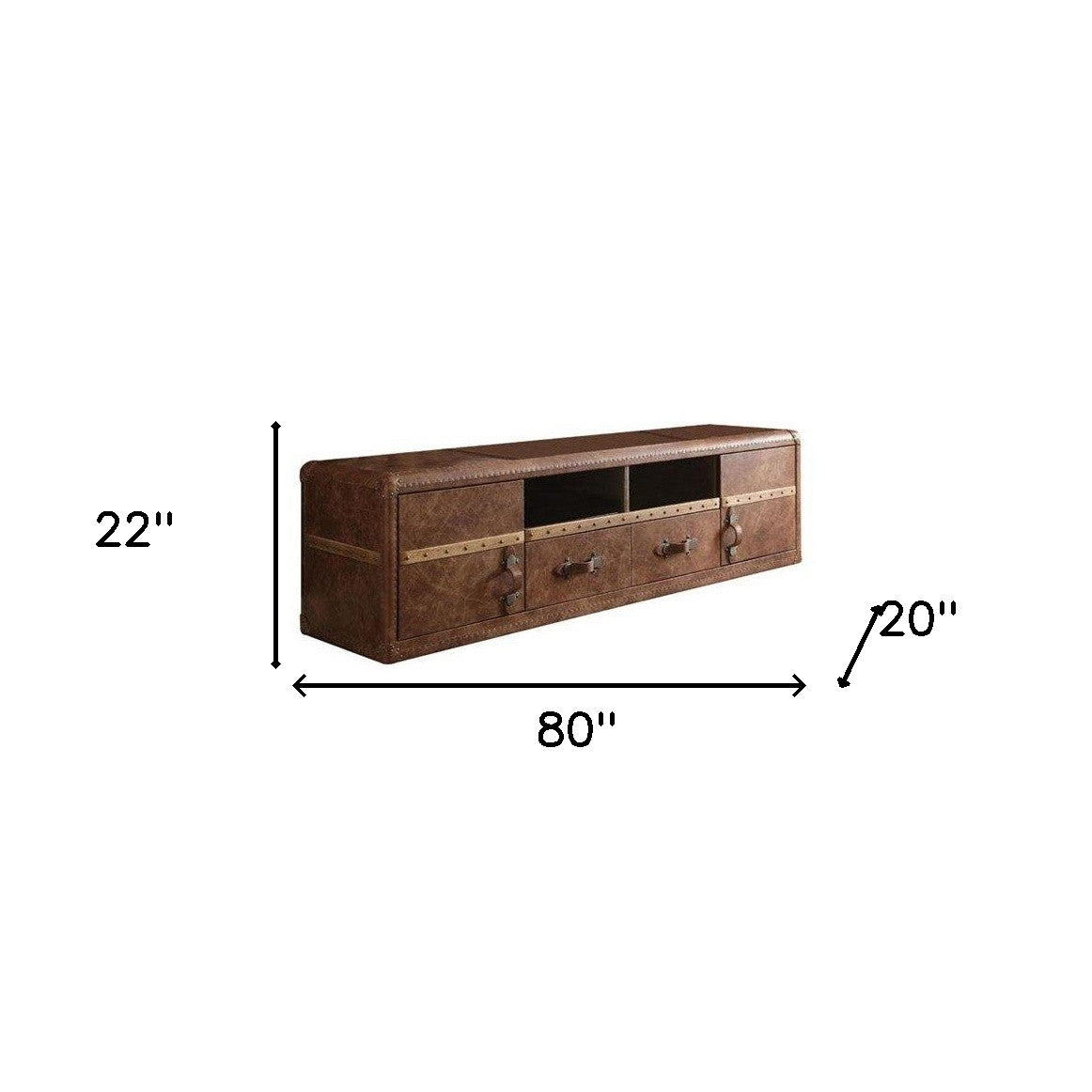 Langford Brown Leather Media Console