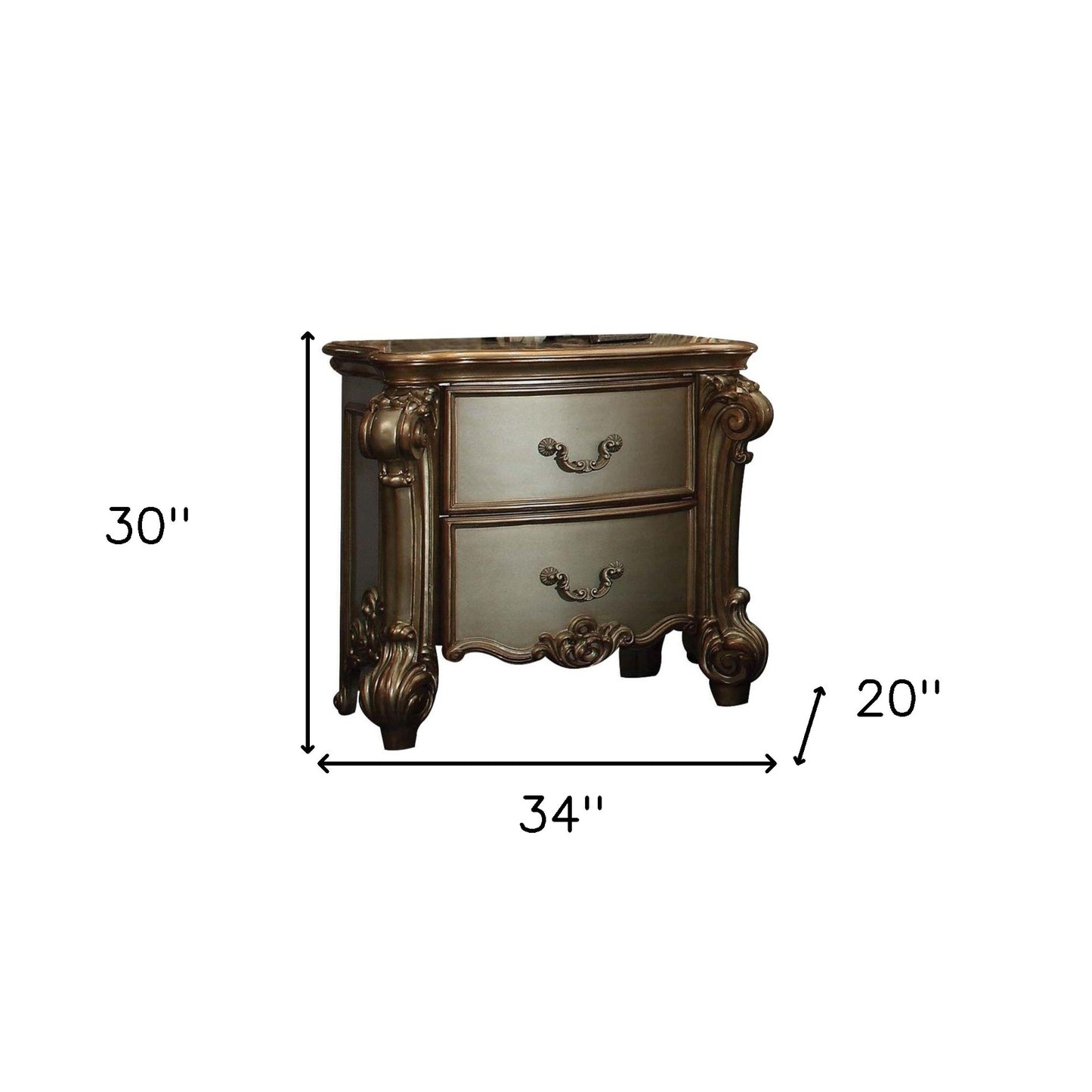 Bone 2 Drawer Nightstand