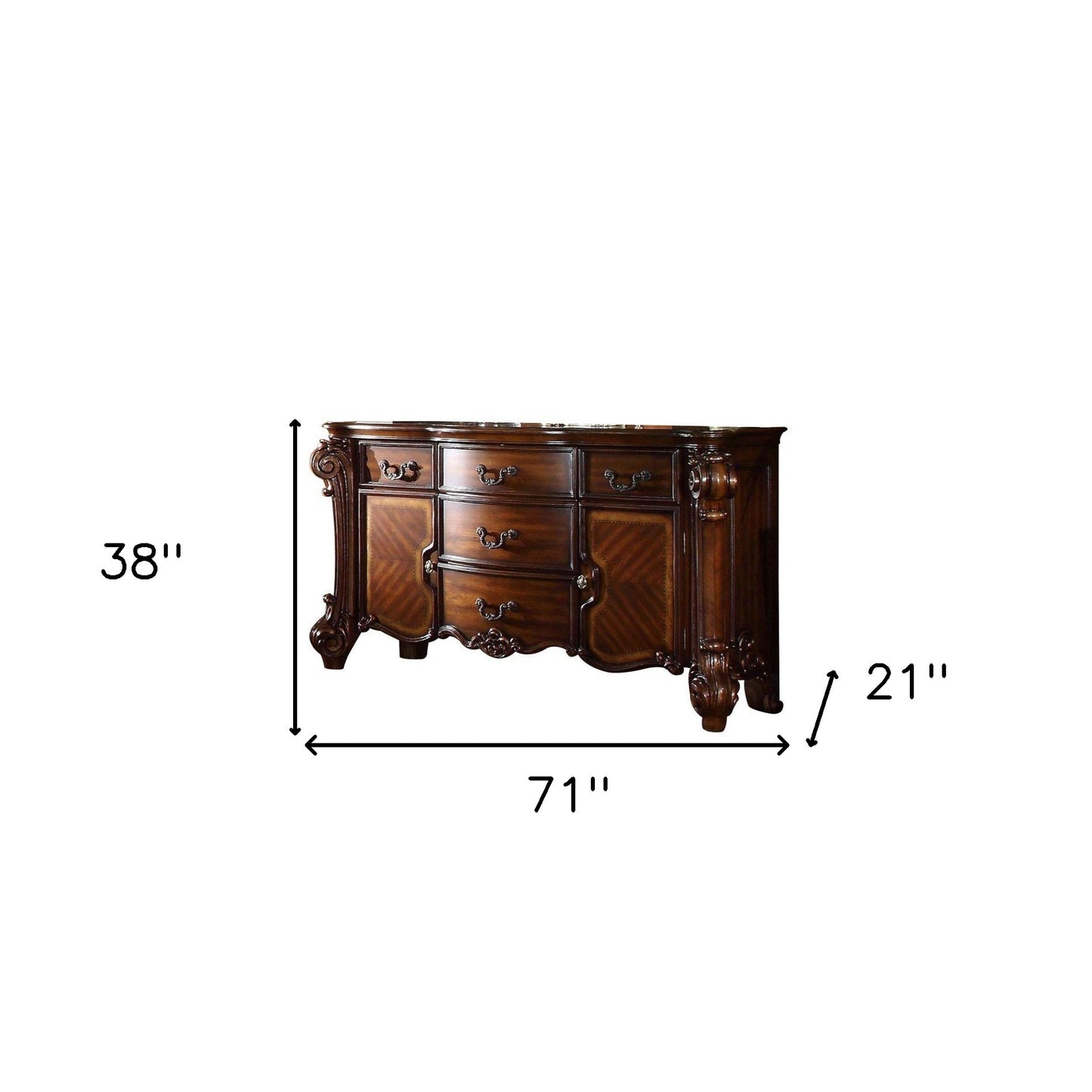 Gunmetal Grey Crackle Finish 6-Drawer Double Dresser