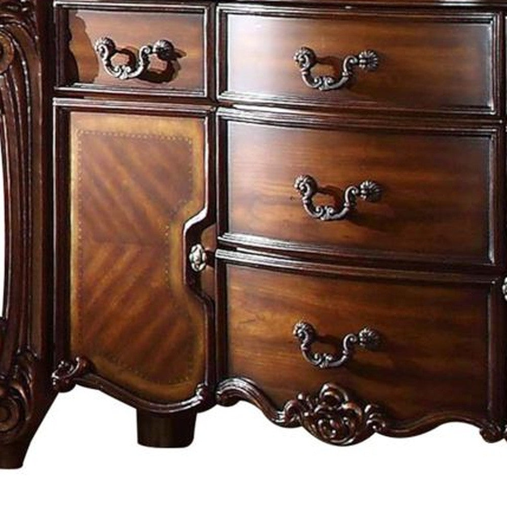 Gunmetal Grey Crackle Finish 6-Drawer Double Dresser