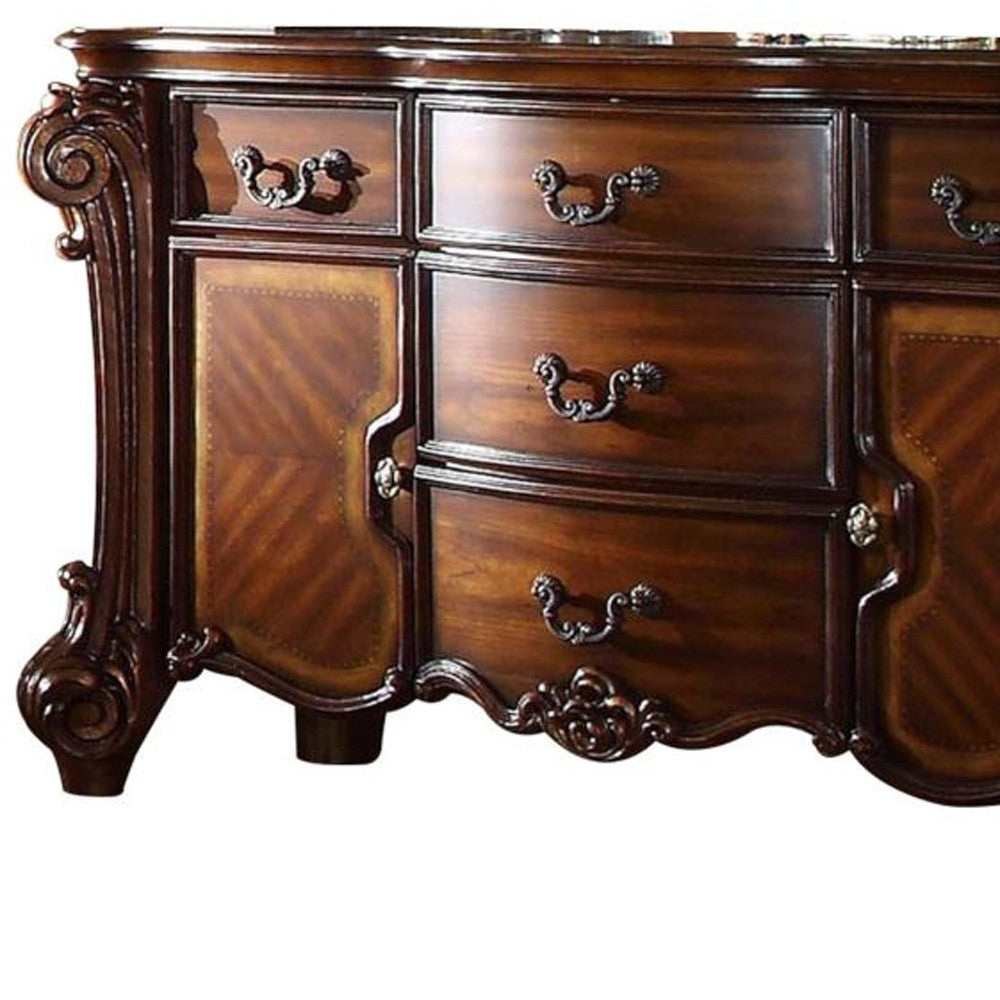 Gunmetal Grey Crackle Finish 6-Drawer Double Dresser