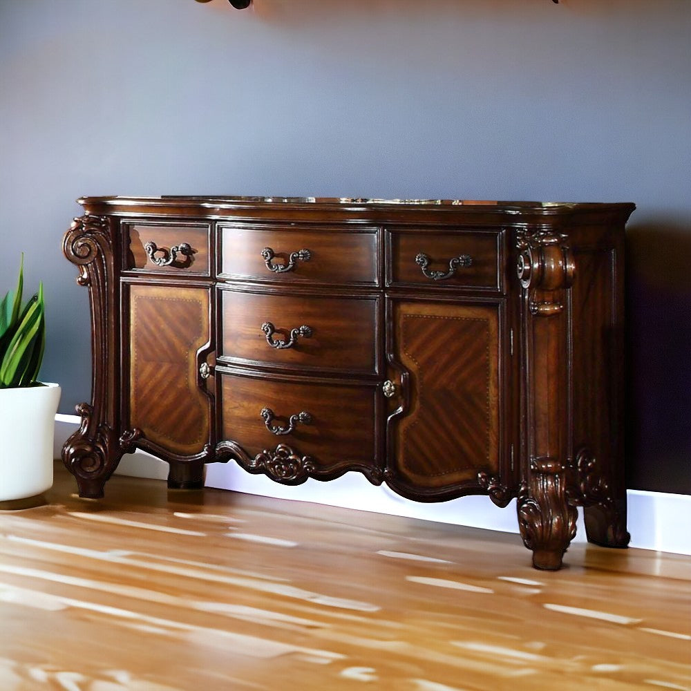 Gunmetal Grey Crackle Finish 6-Drawer Double Dresser