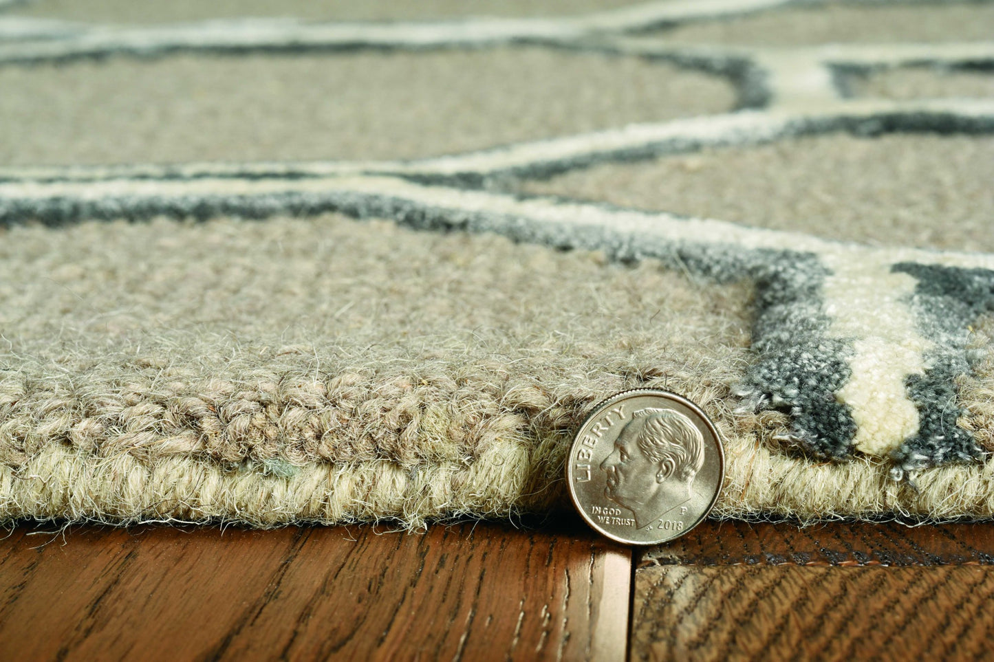 115 Brown & Ivory Wool Trellis Hand Tufted Rug