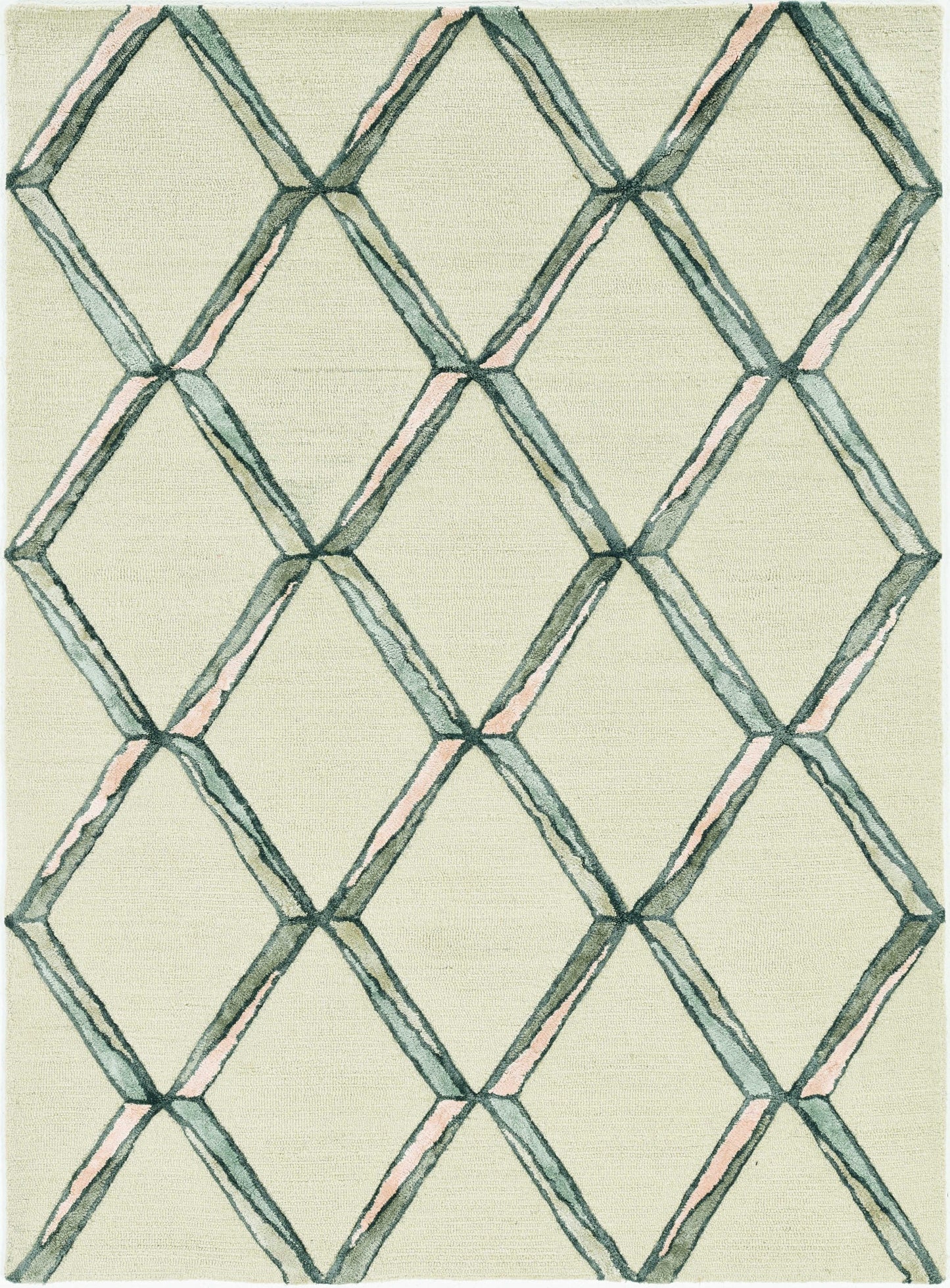 115 Cream Wool Geometric Hand Tufted Rug