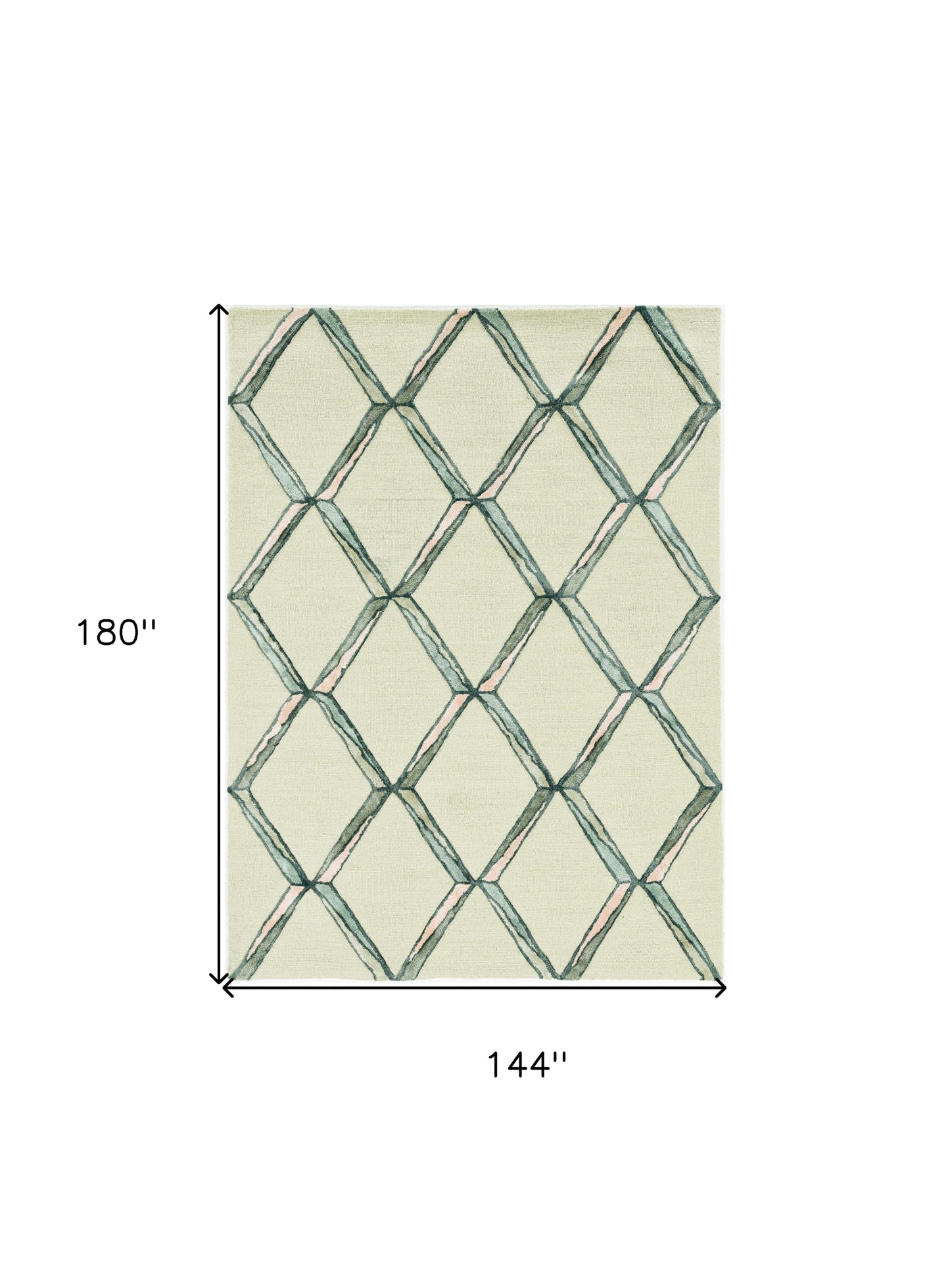 115 Cream Wool Geometric Hand Tufted Rug