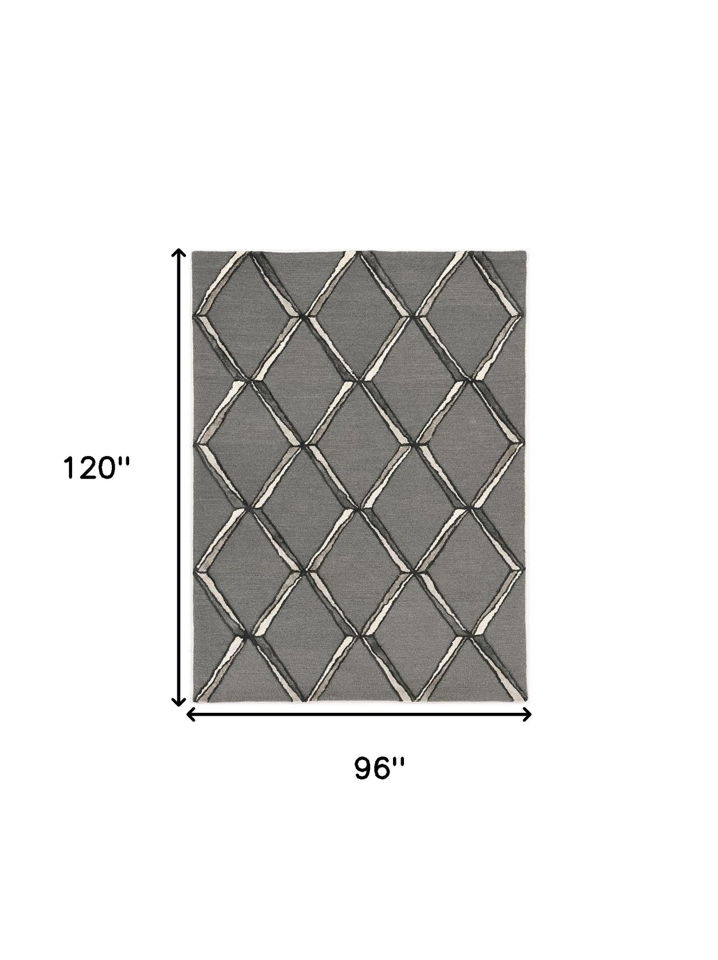8 x 10 Gray Wool Geometric Hand Tufted Rug