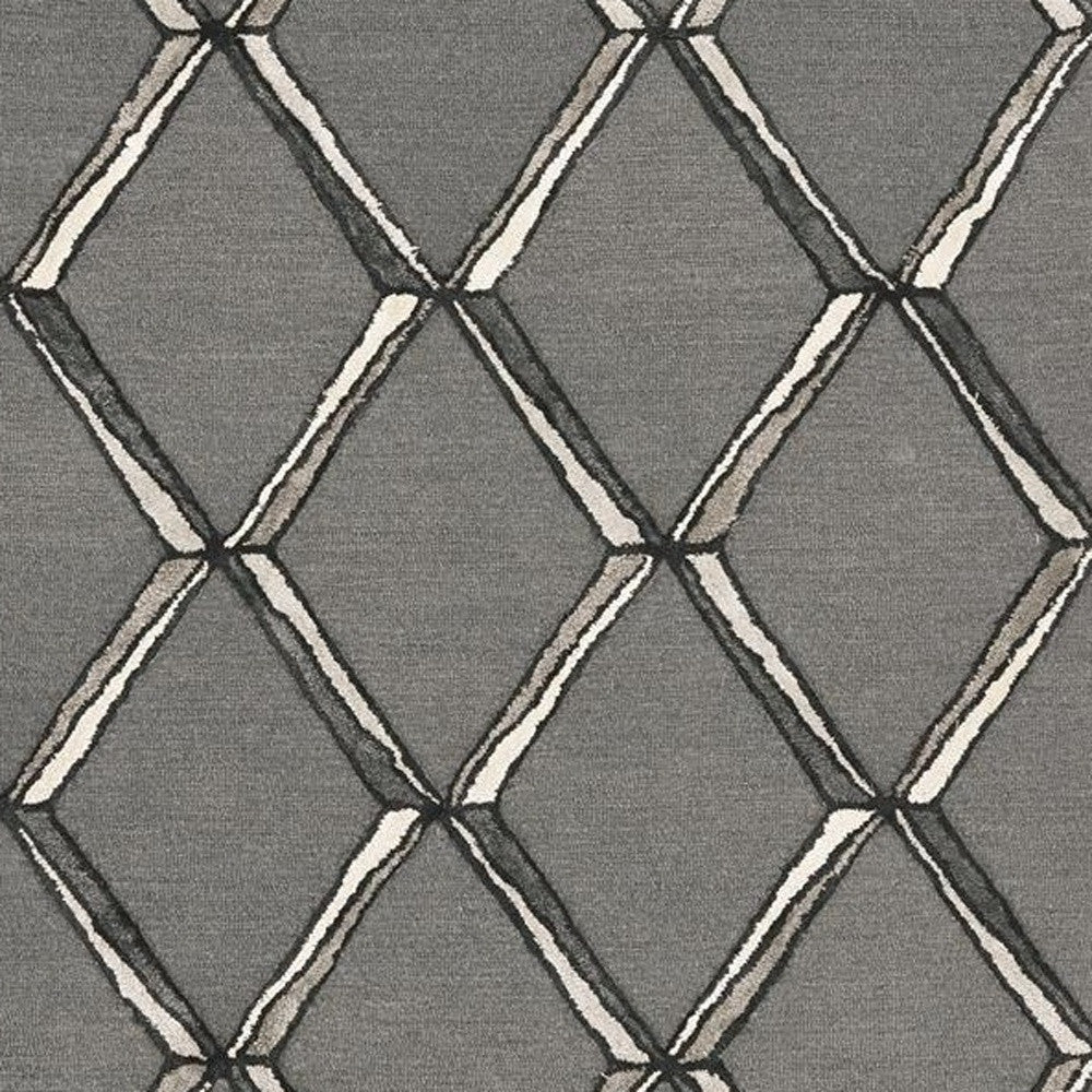 8 x 10 Gray Wool Geometric Hand Tufted Rug