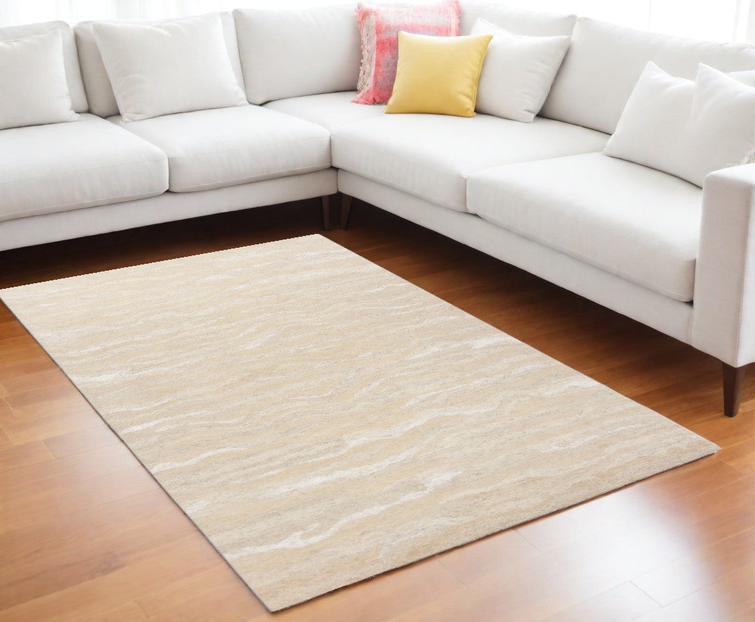 8 x 10 Ivory Wool Hand Tufted Rug