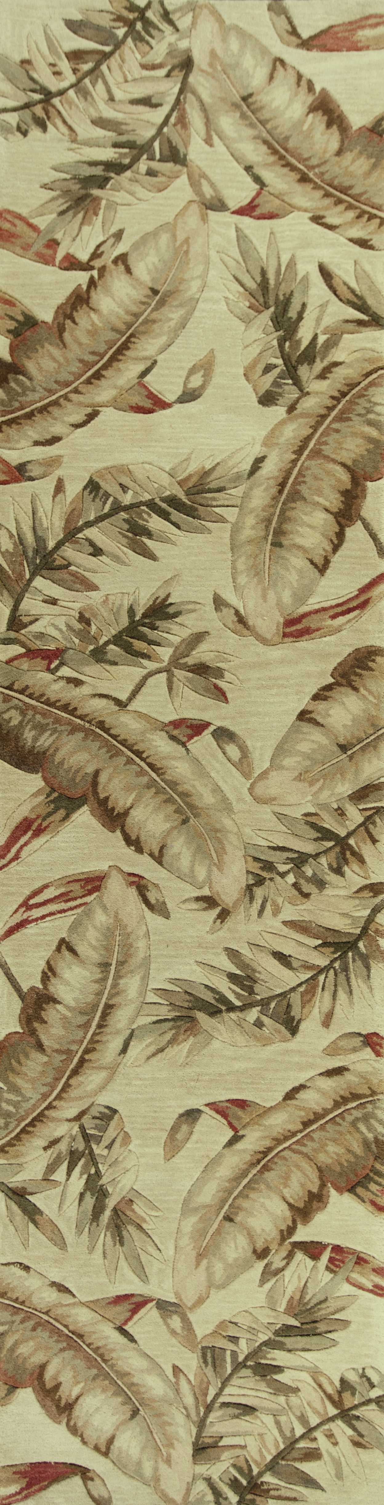 9 x 12 Ivory Hand Tufted Tropical Leaves Indoor Rug