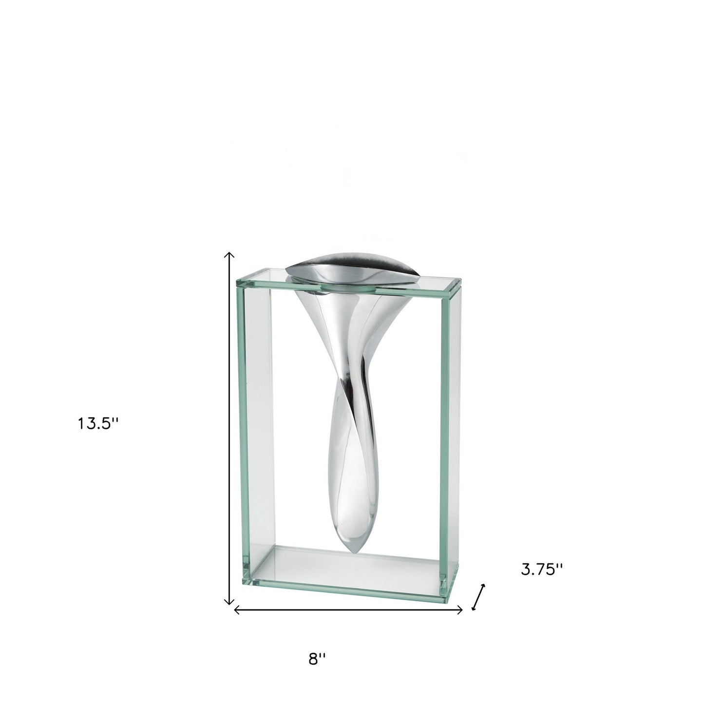 Clear Cylinder Aluminum & Crystal Glass Table Vase