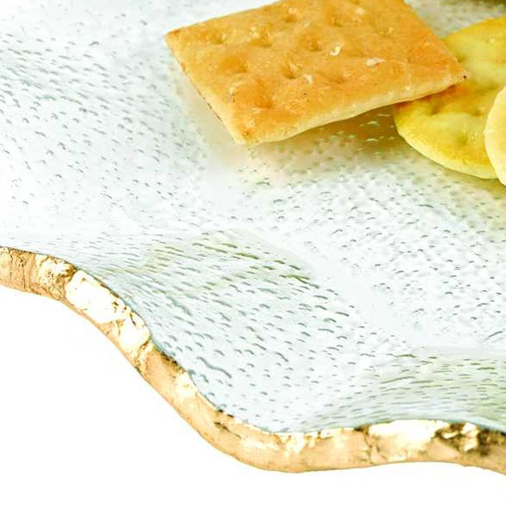 Mouth Blown Wavy Edge Gold Leaf Platter