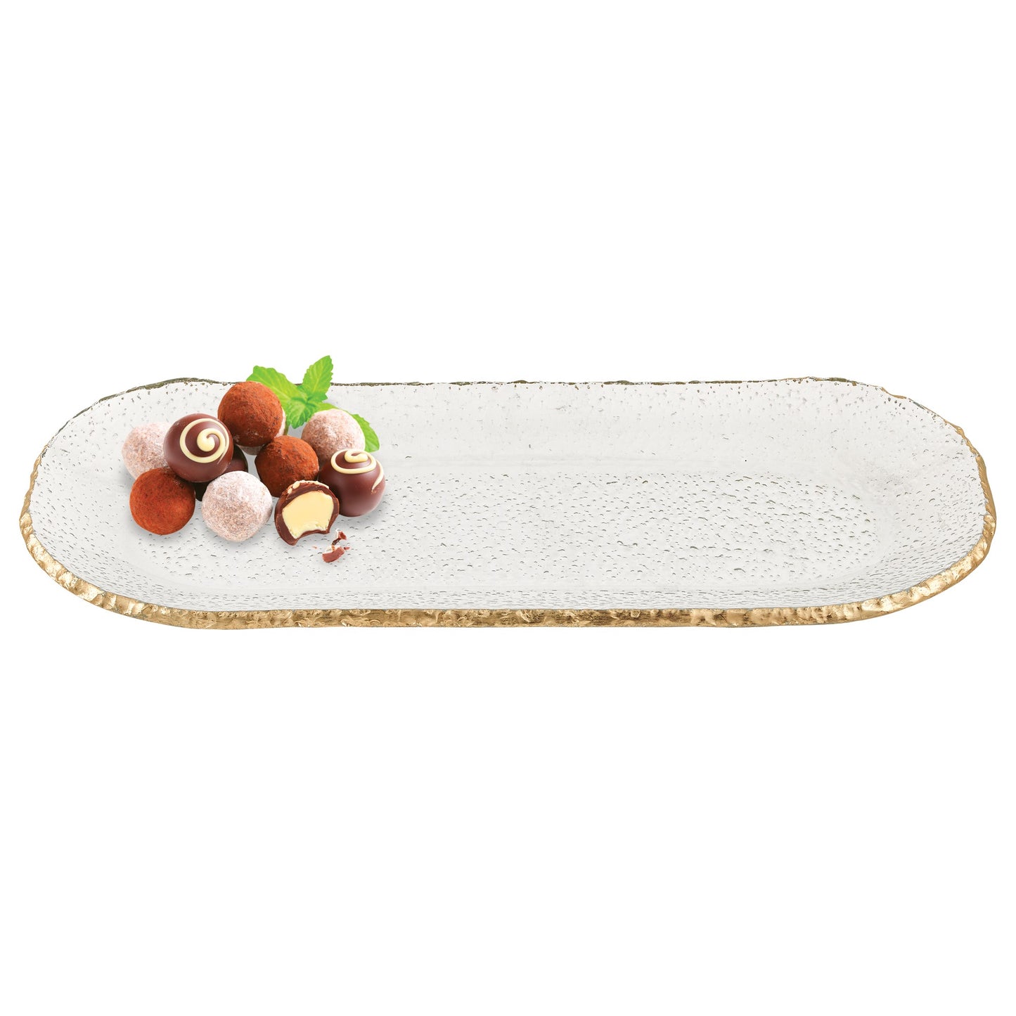 Mouth Blown Oval Edge Gold Leaf Platter