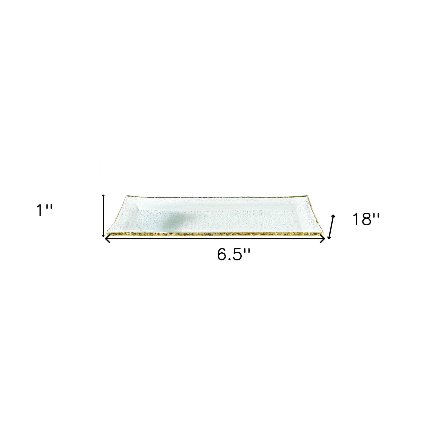 Mouth Blown Rectangular Edge Gold Leaf Serving Platter