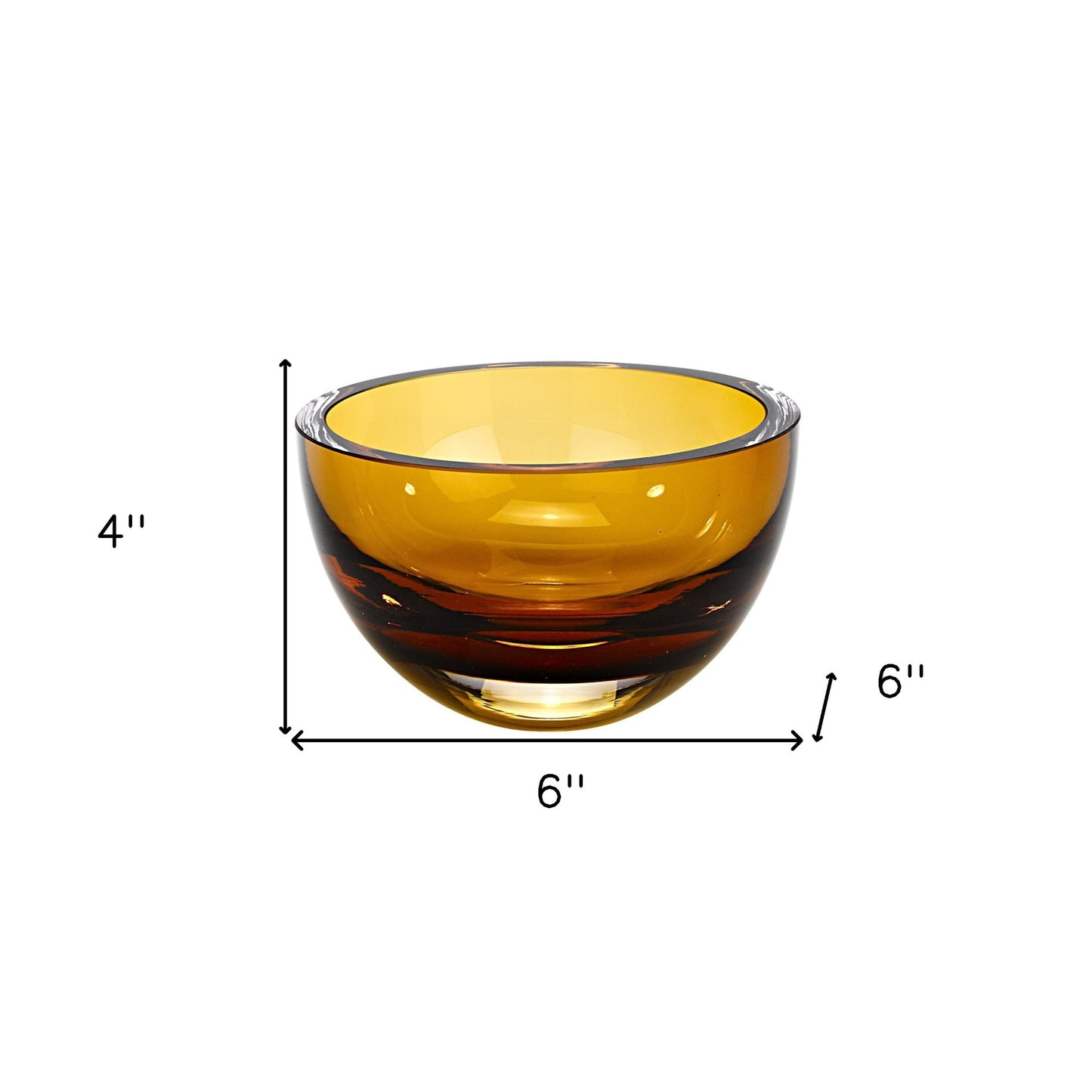 Amber Mouth Blown Crystal Thick Walled Bowl