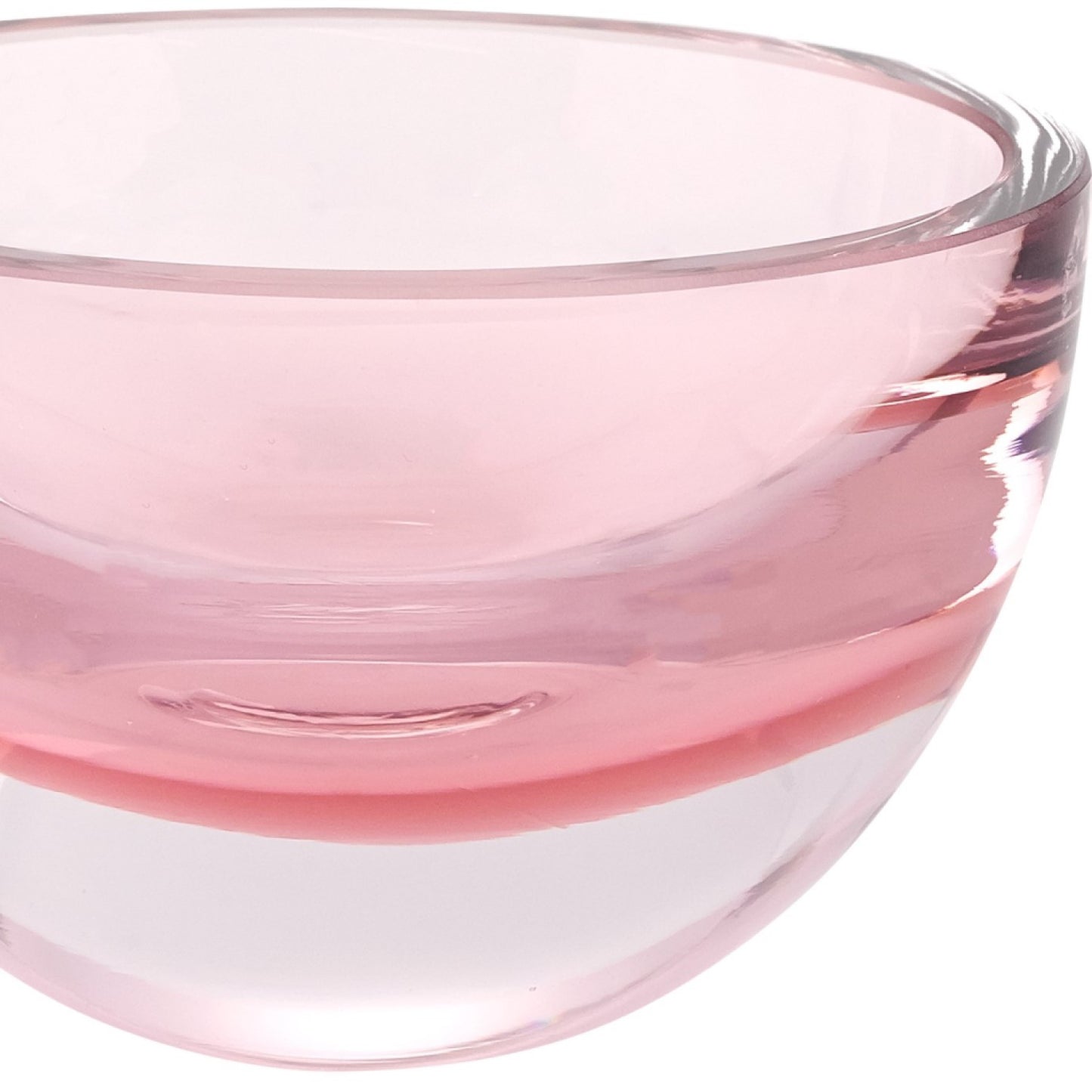 Pink Mouth Blown Crystal Thick Walled Bowl