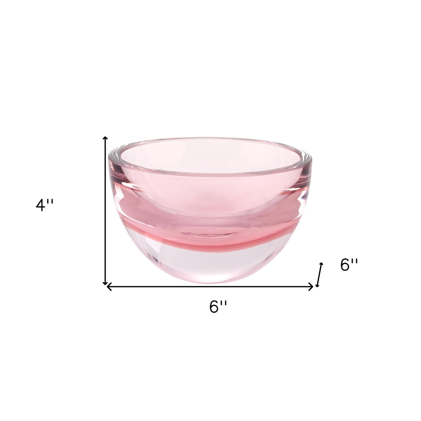 Pink Mouth Blown Crystal Thick Walled Bowl