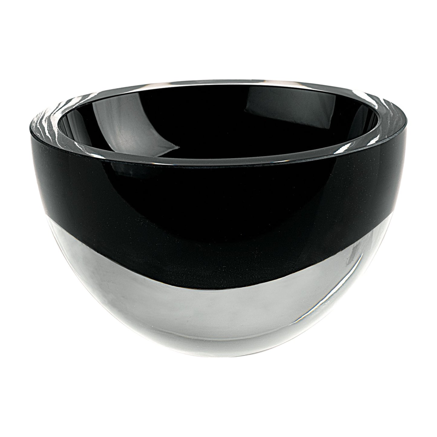 Black Mouth Blown Crystal Thick Walled Bowl