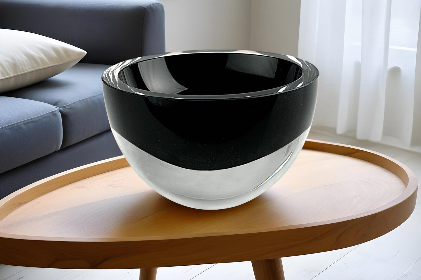 Black Mouth Blown Crystal Thick Walled Bowl