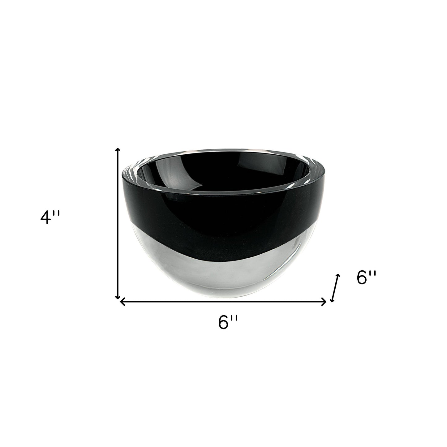 Black Mouth Blown Crystal Thick Walled Bowl