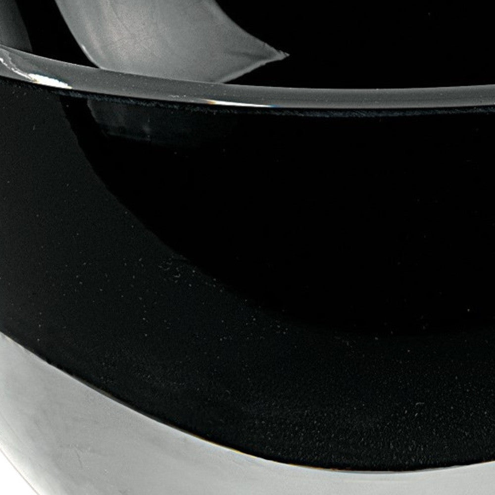 Black Mouth Blown Crystal Thick Walled Bowl