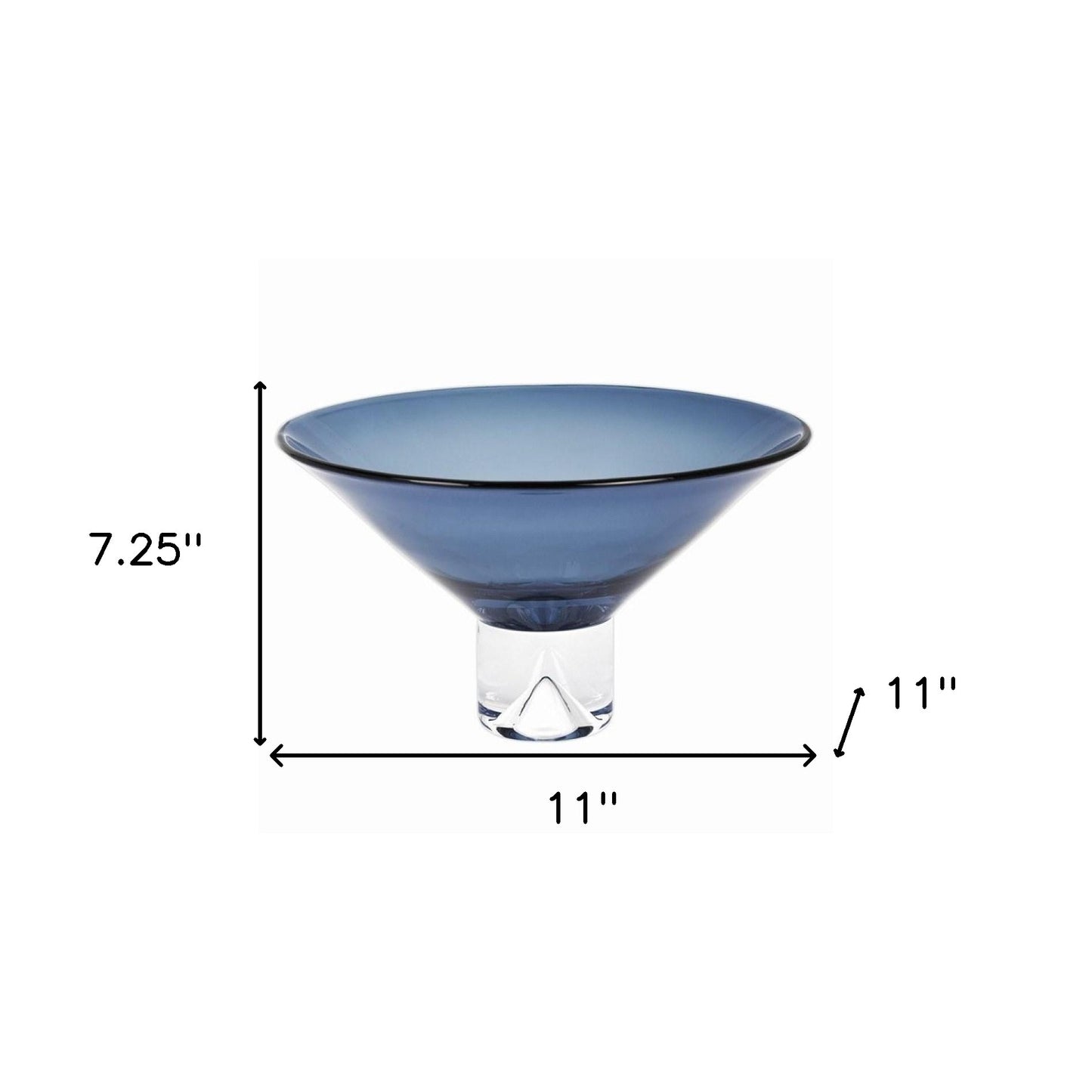 Blue Mouth Blown Crystal Round Pedestal Centerpiece Bowl