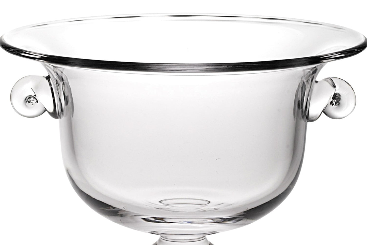 Clear Mouth Blown Crystal Round Pedestal Centerpiece Bowl