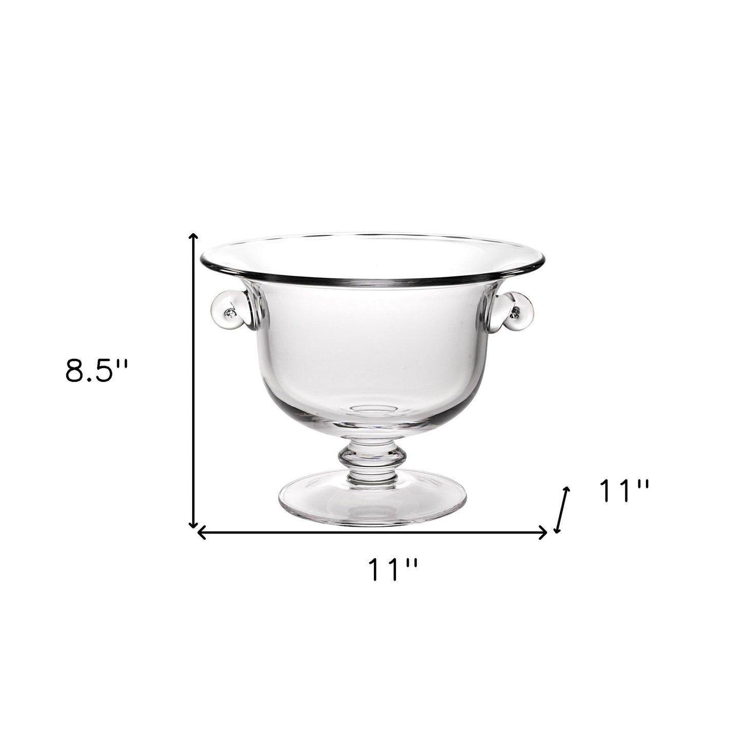 Clear Mouth Blown Crystal Round Pedestal Centerpiece Bowl
