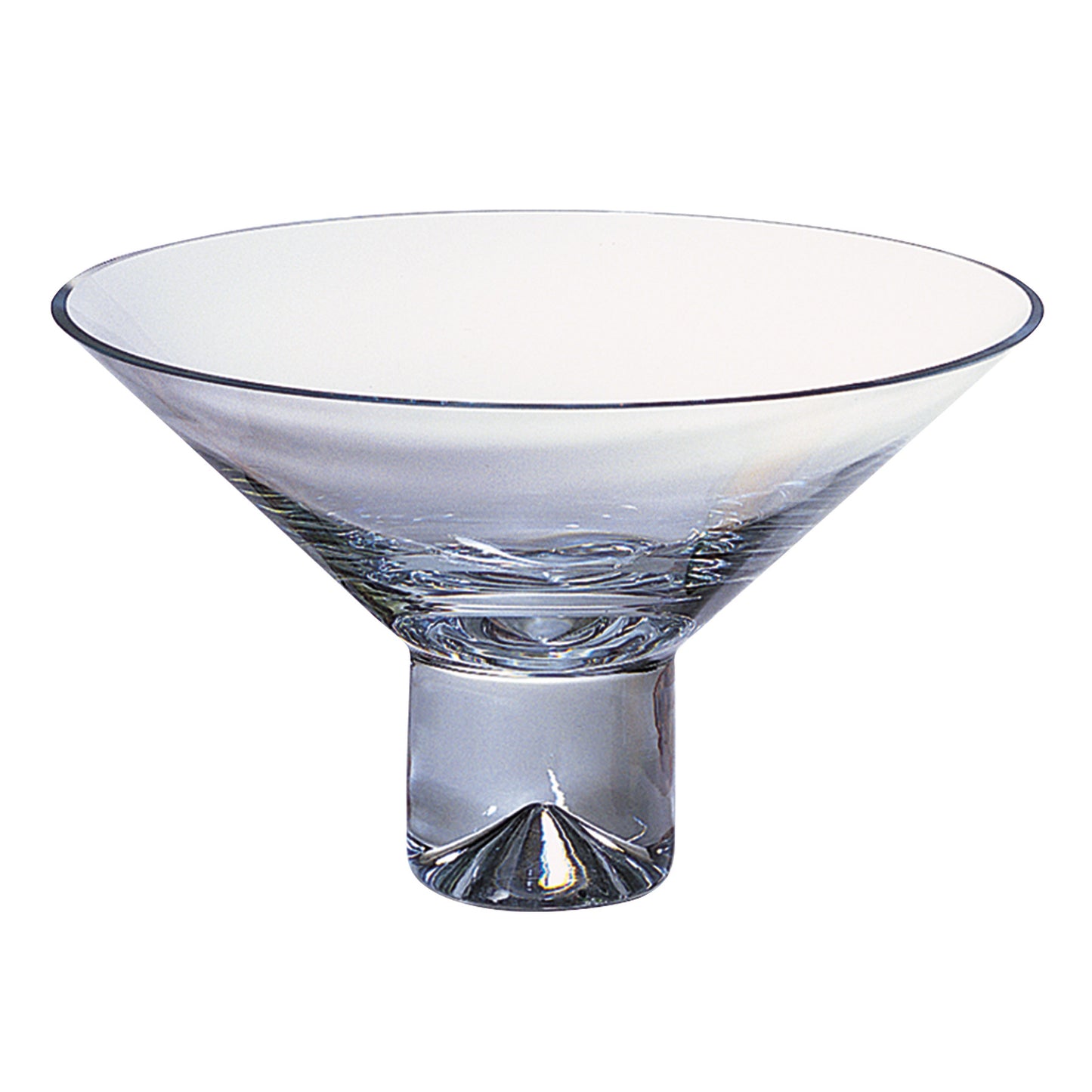 Clear Mouth Blown Crystal Round Pedestal Centerpiece Bowl